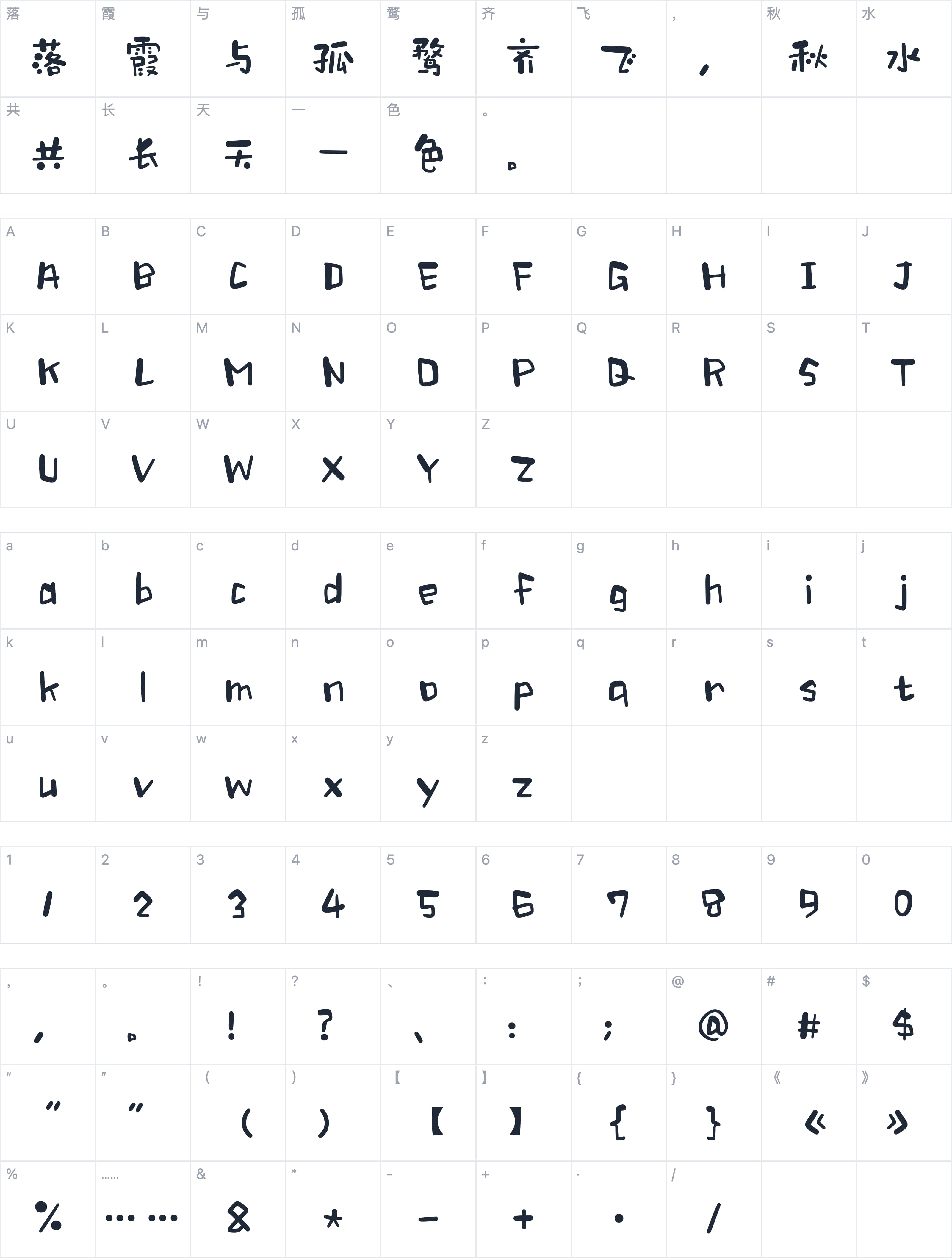 Aa甜食主义字符映射图