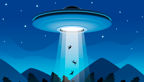 UFO入侵绑架矢量素材(EPS/AI)