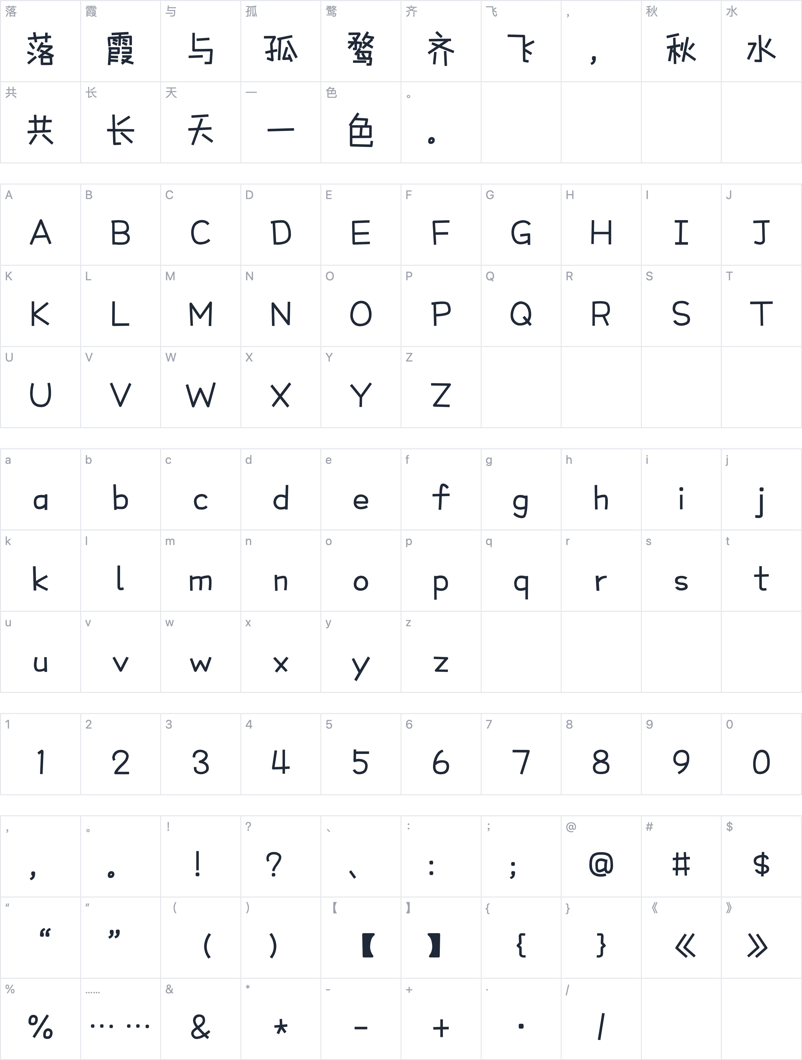 Aa我有点方字符映射图