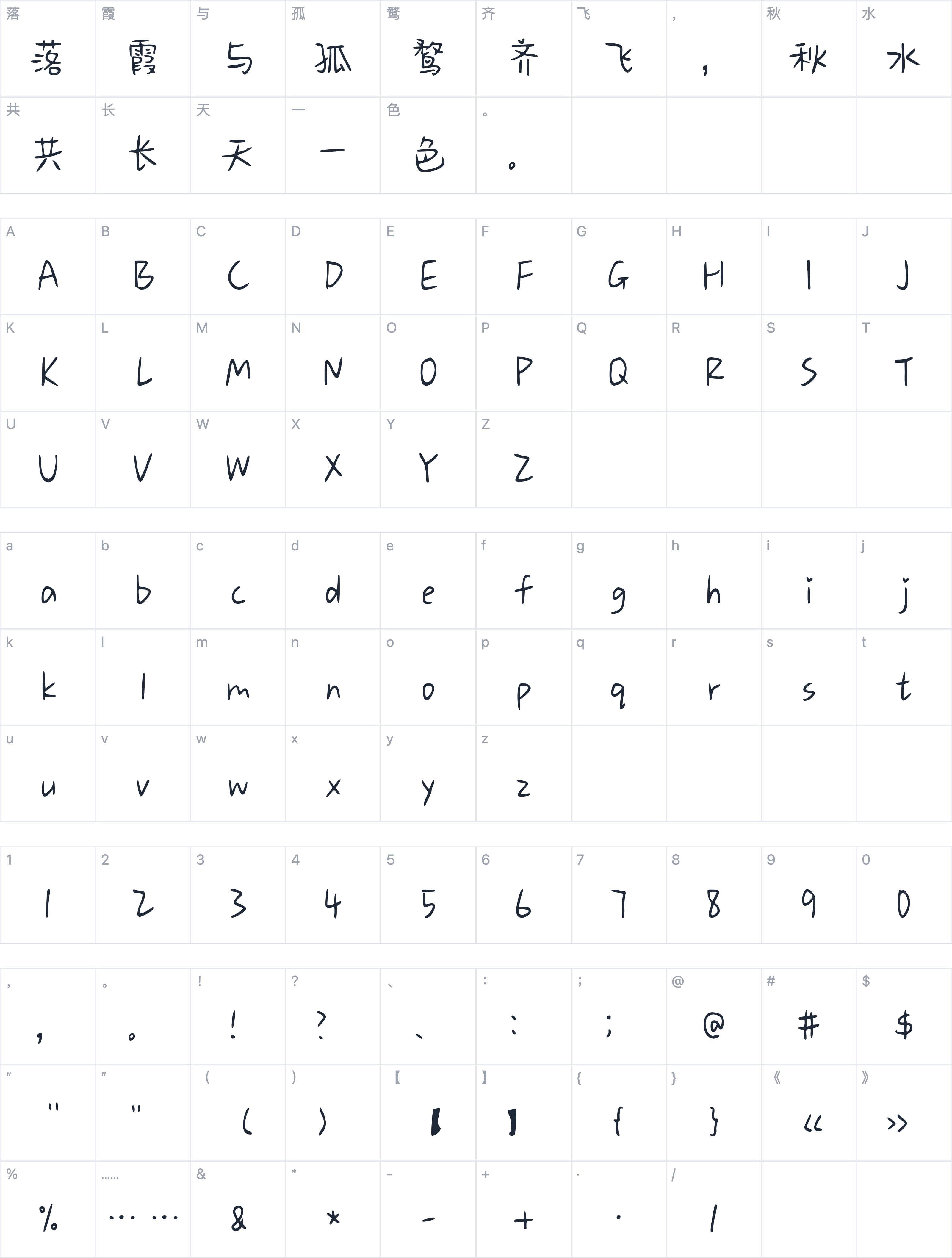 Aa银河解忧店字符映射图