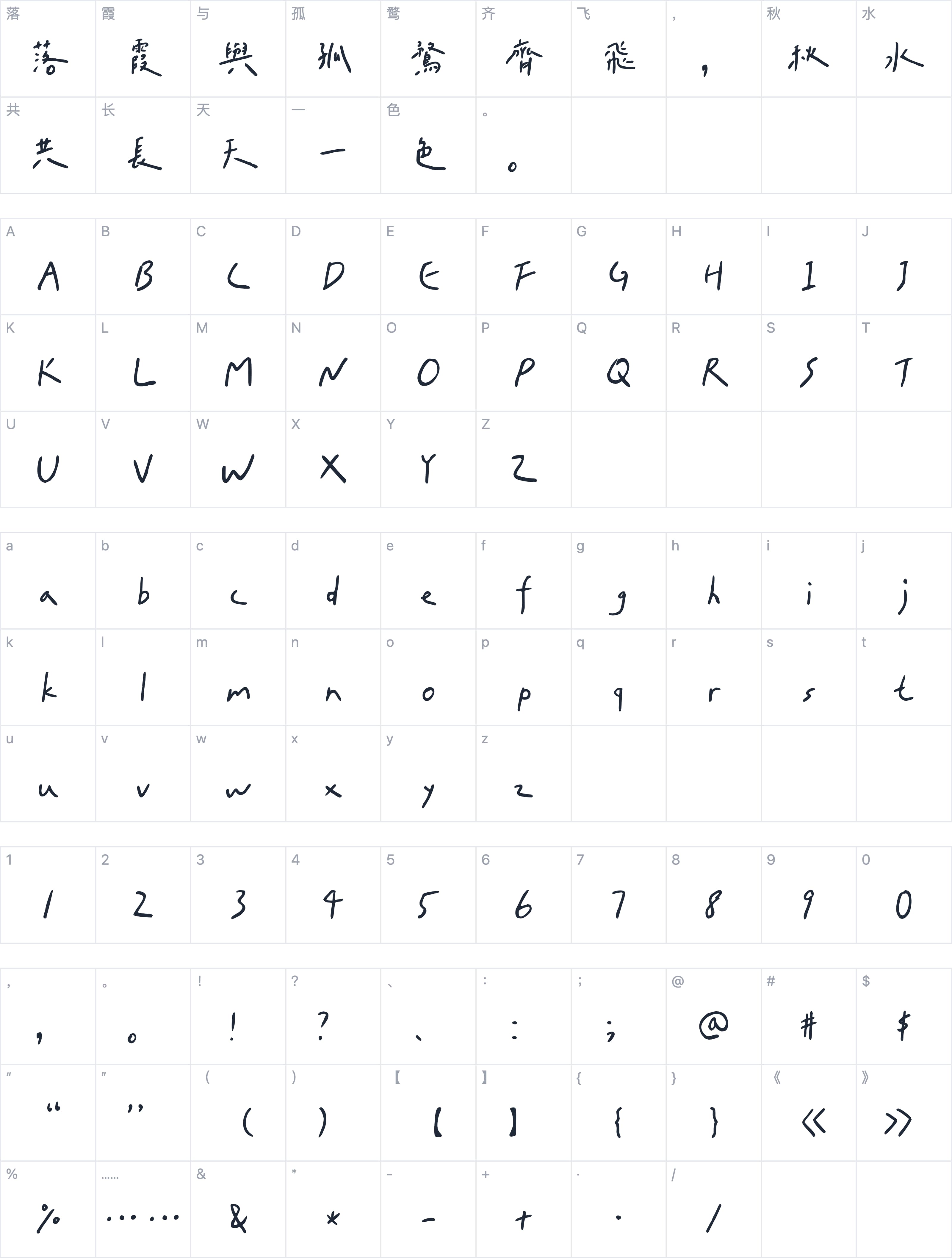 Aa台灣漢字心動信號（简繁）字符映射图