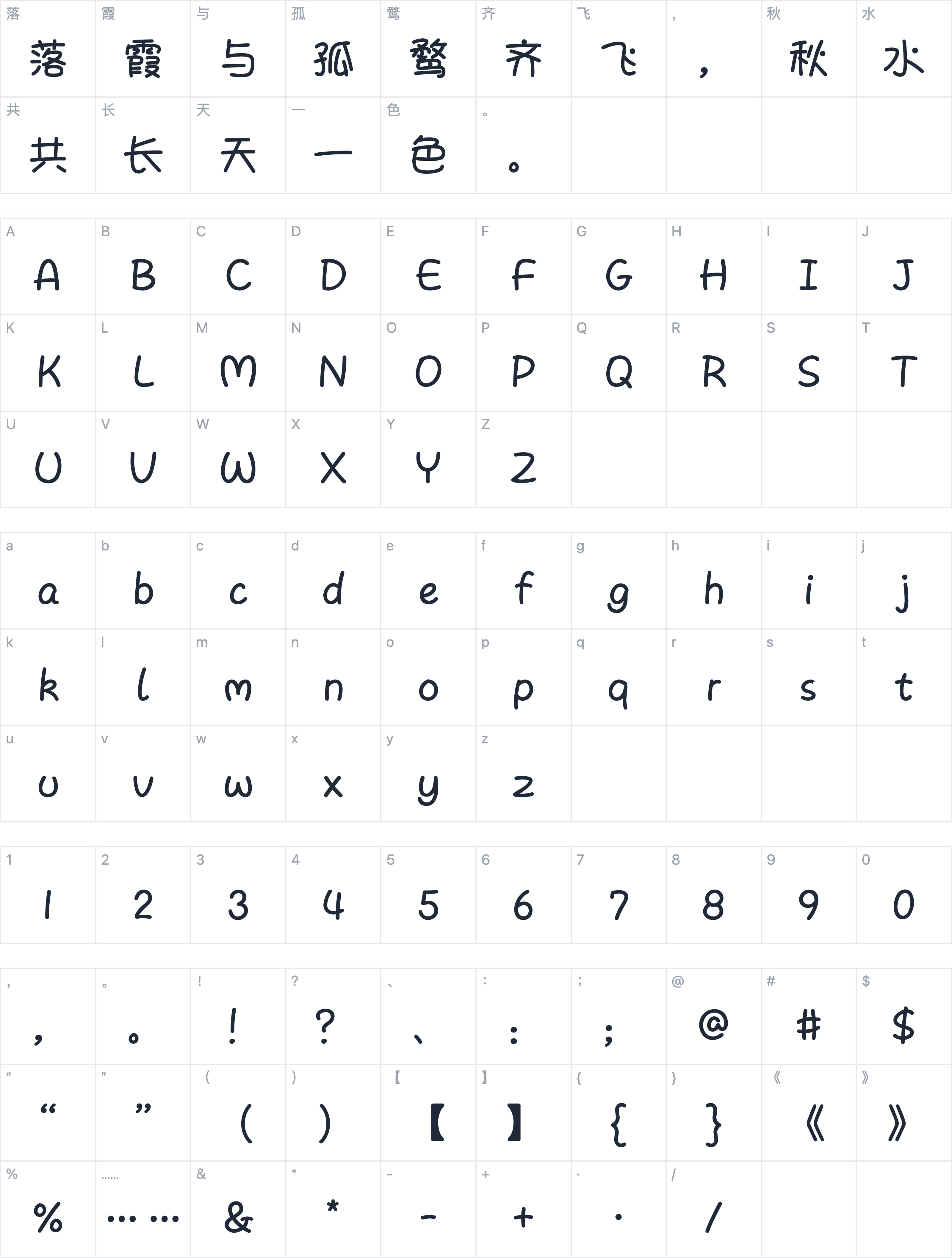Aa盖世可爱字符映射图