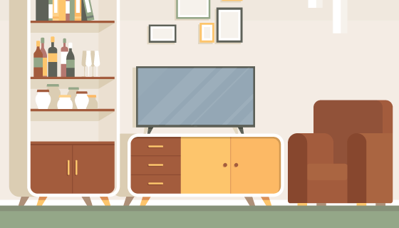 现代舒适客厅矢量素材(EPS/AI)