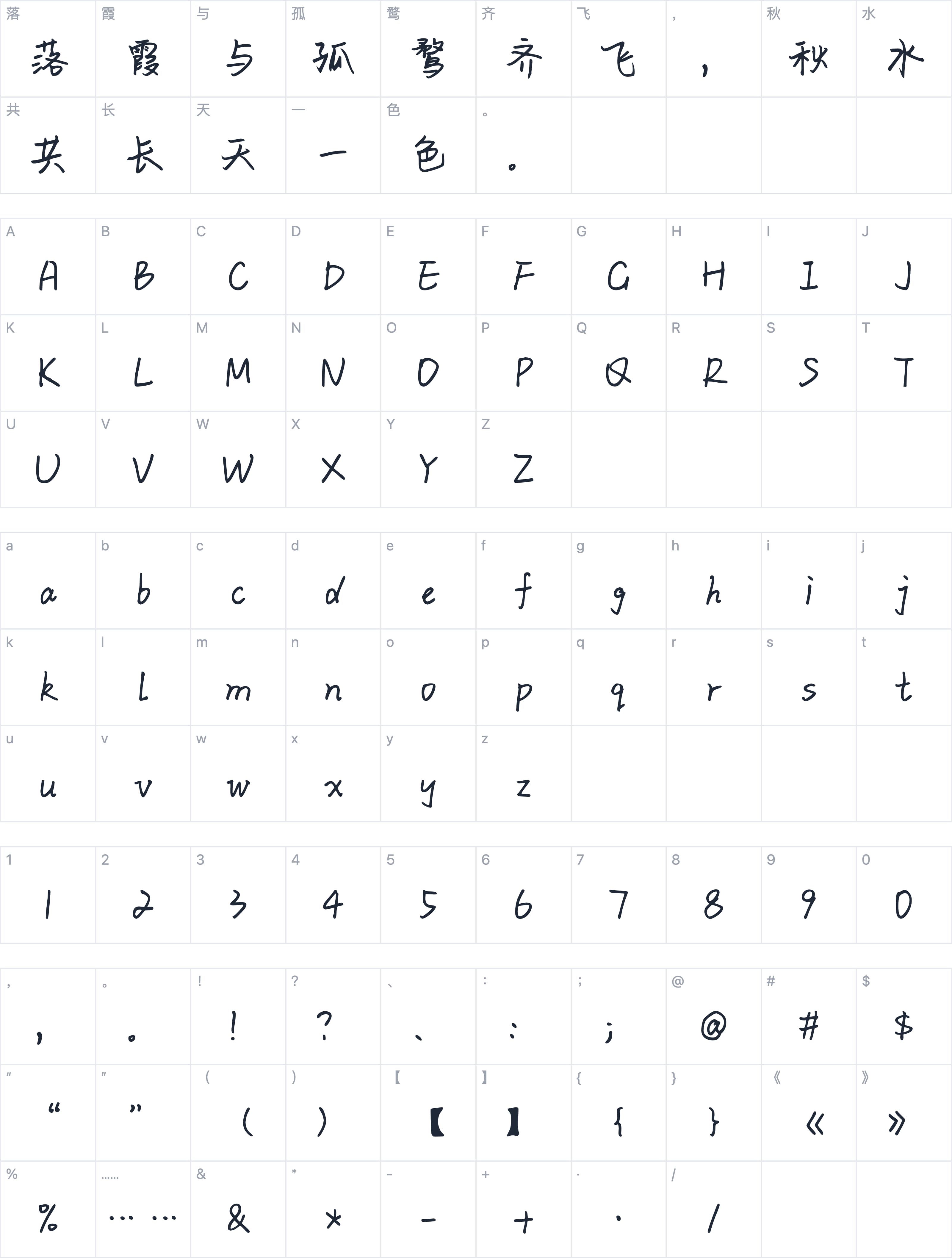 Aa我的晴天女孩字符映射图