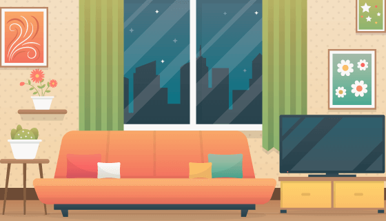 现代舒适客厅矢量素材(EPS/AI)