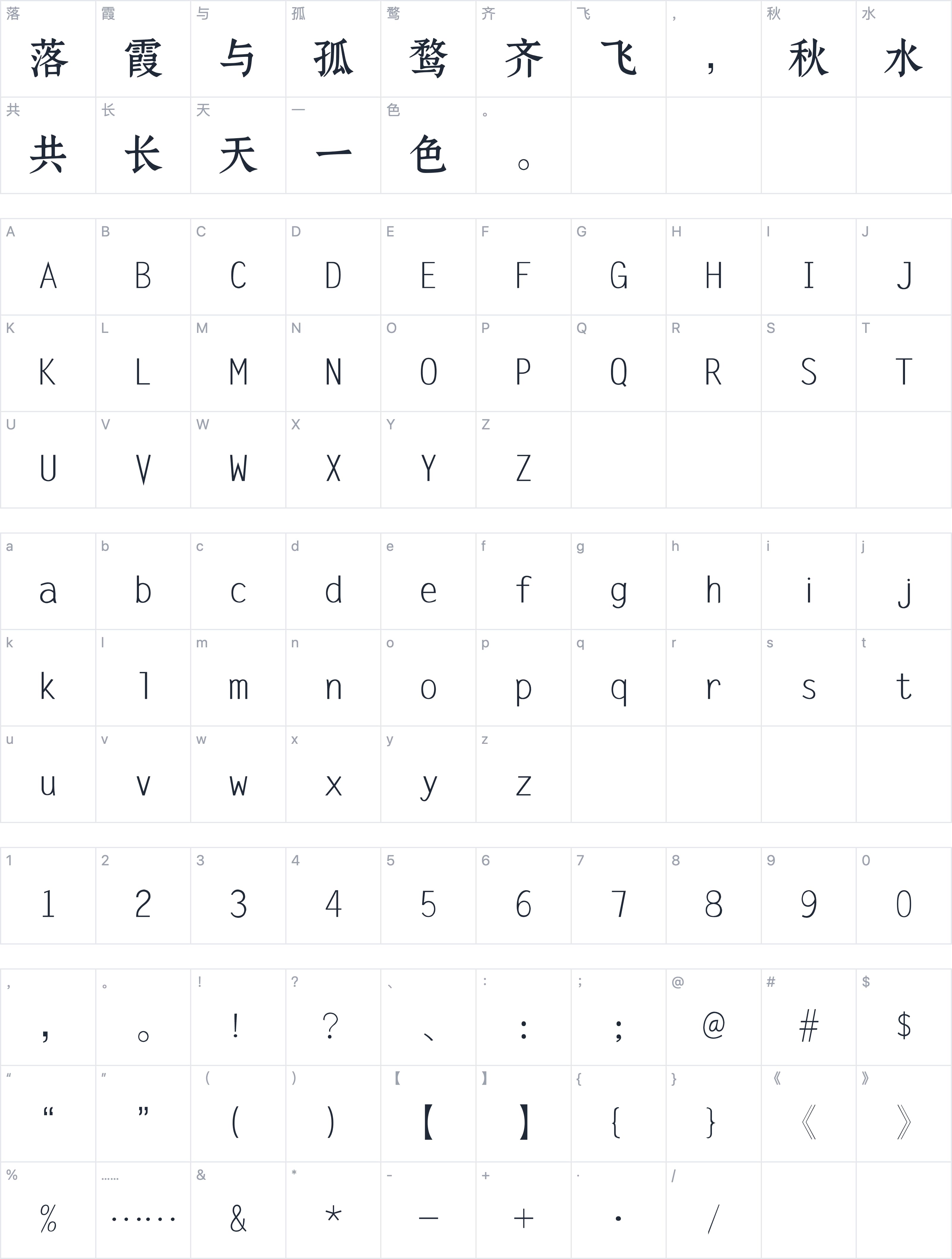 鼎猎宋刻体字符映射图