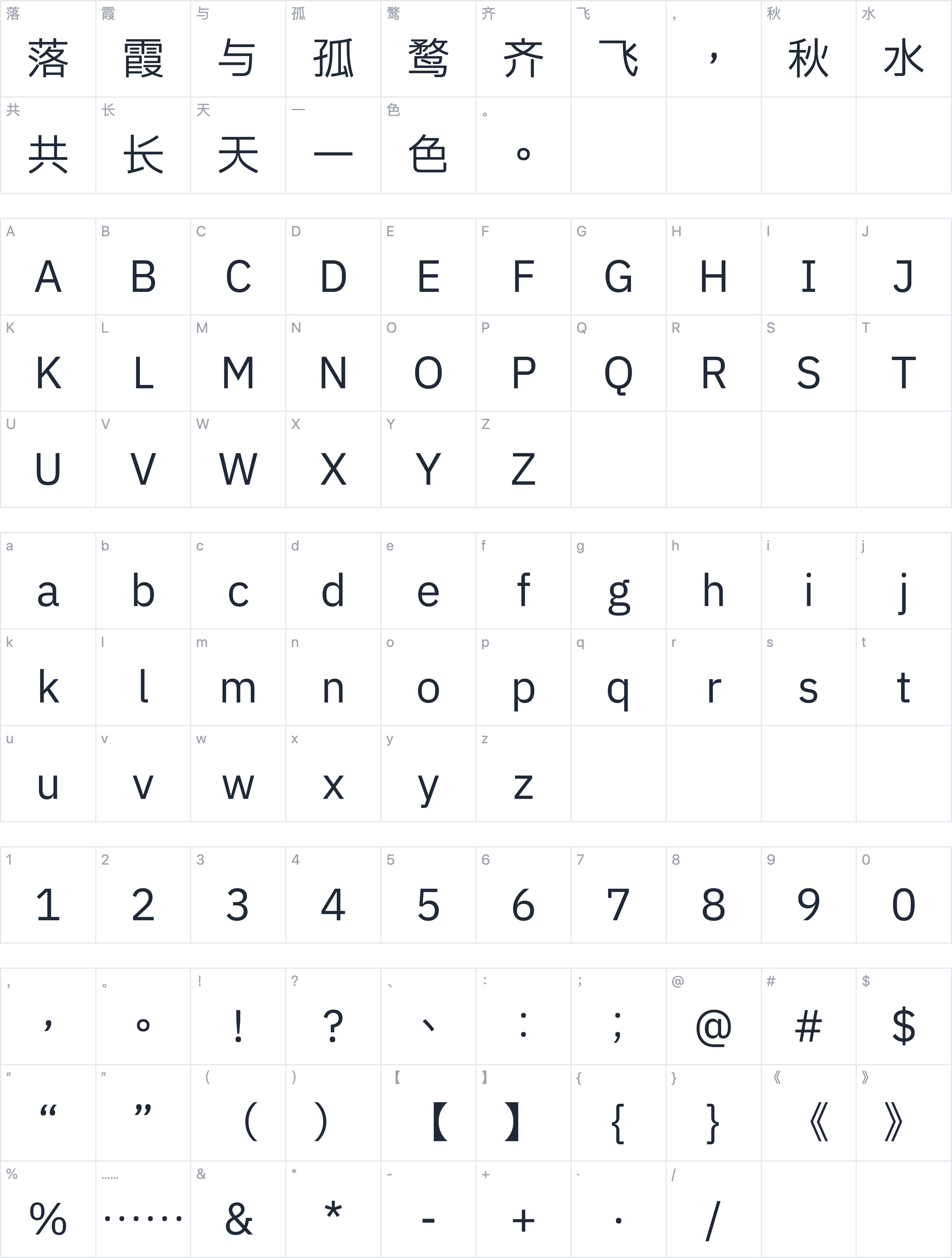 Blix卜力士字符映射图