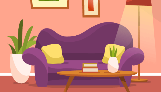 现代舒适客厅矢量素材(EPS/AI)