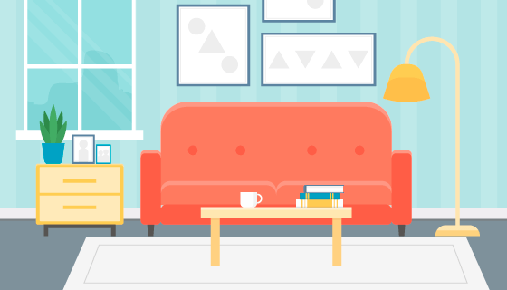 现代舒适客厅矢量素材(EPS/AI)