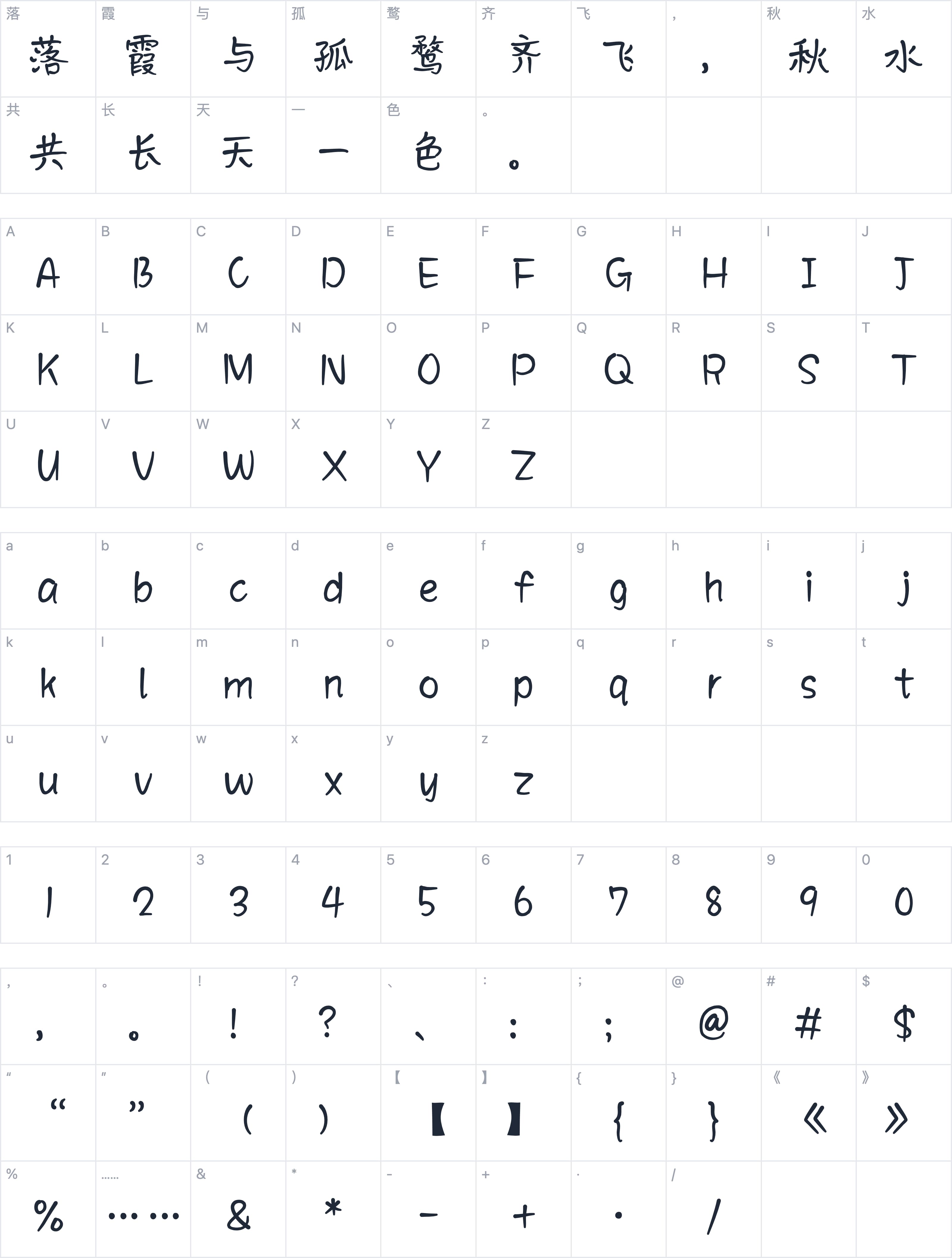 Aa随便一点字符映射图