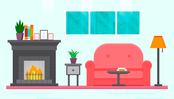 现代舒适客厅矢量素材(EPS/AI)