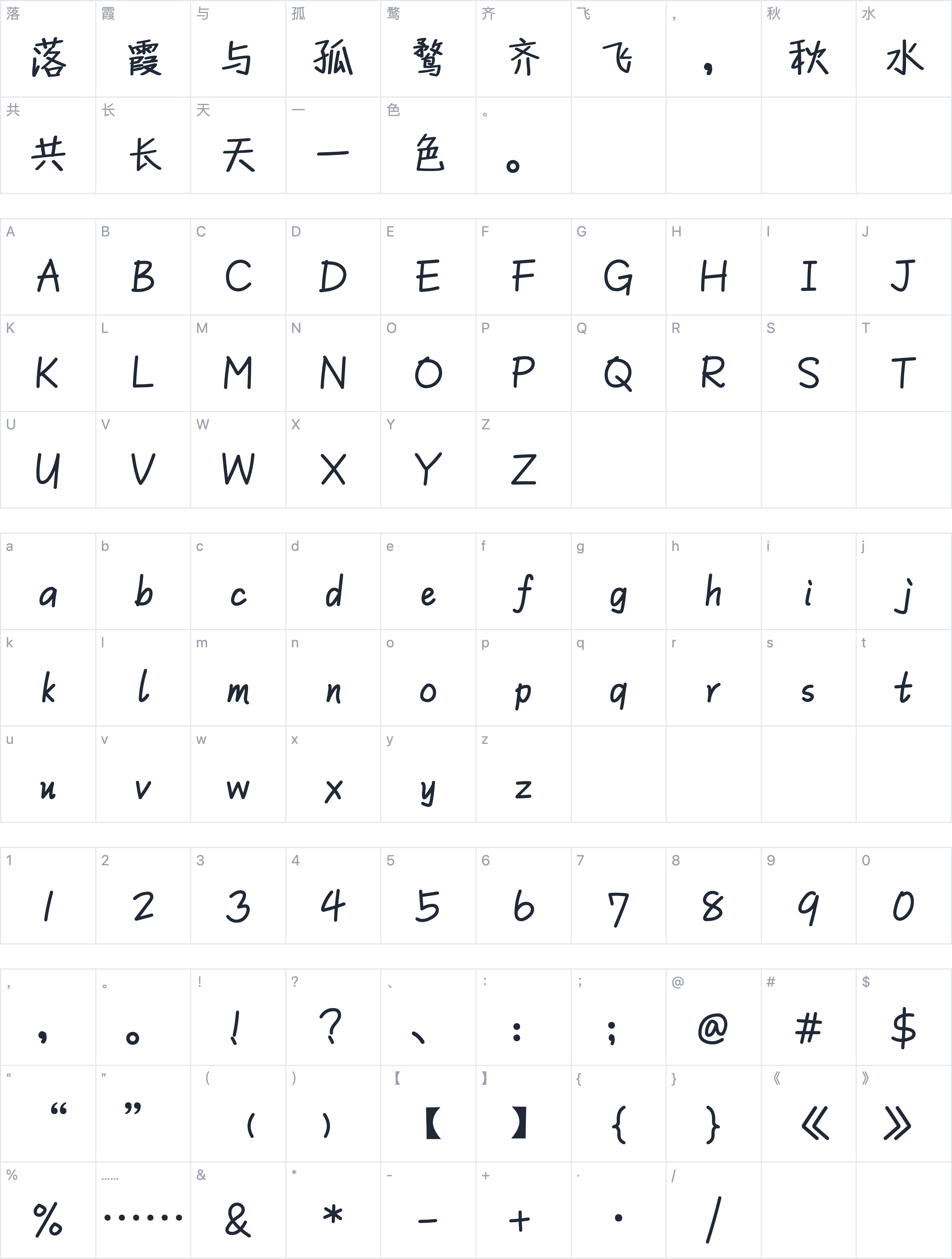 Aa桑尼字符映射图