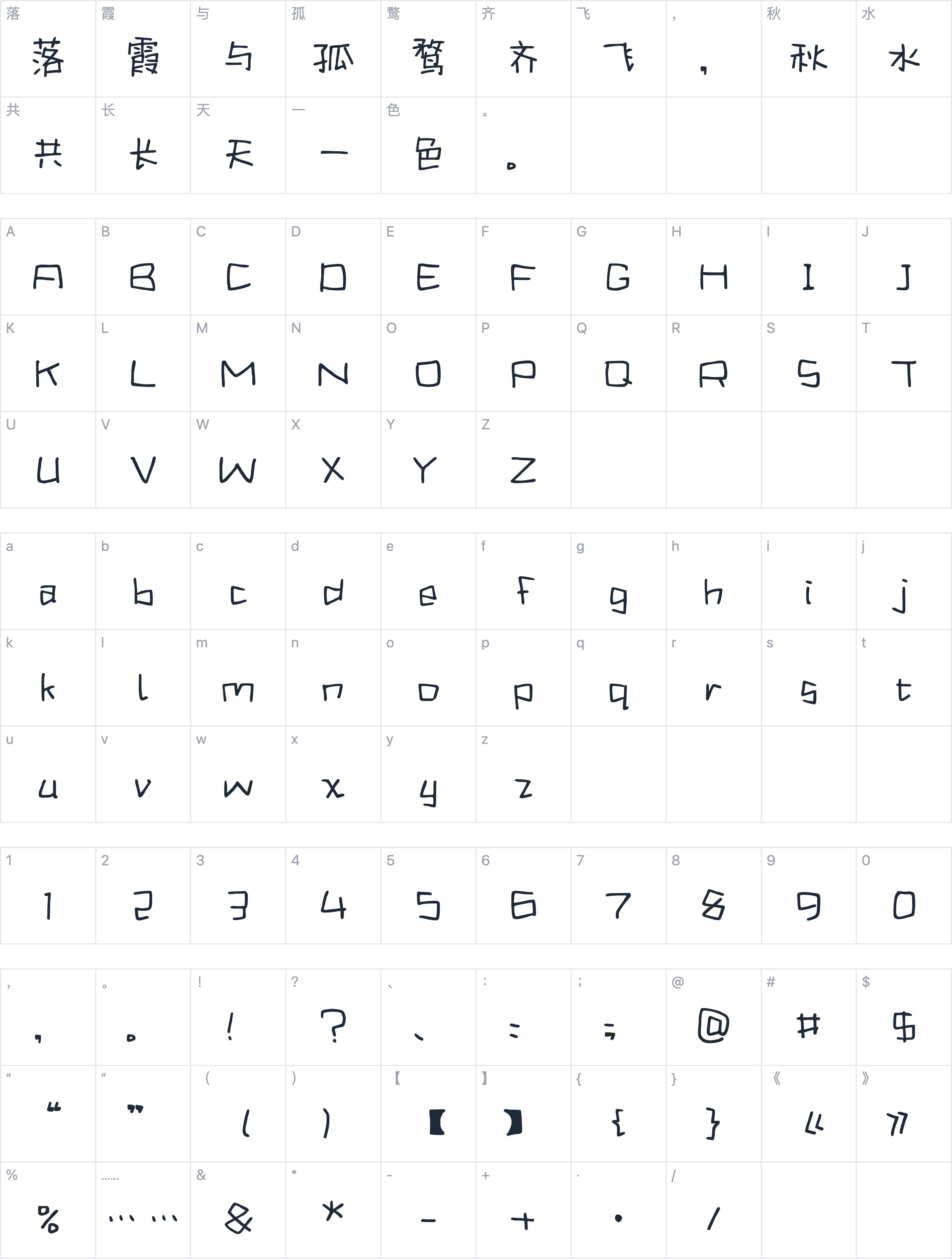 Aa幻想字符映射图
