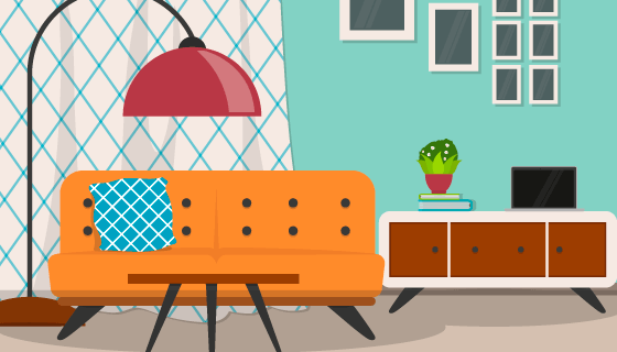 现代舒适客厅矢量素材(EPS/AI)