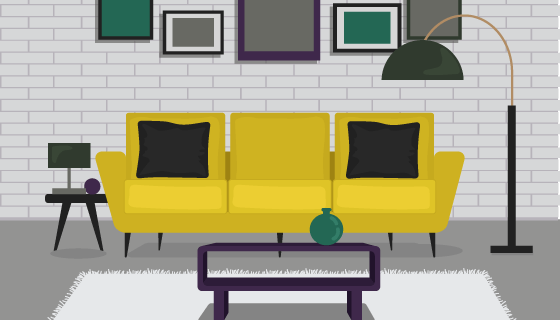 现代舒适客厅矢量素材(EPS/AI)