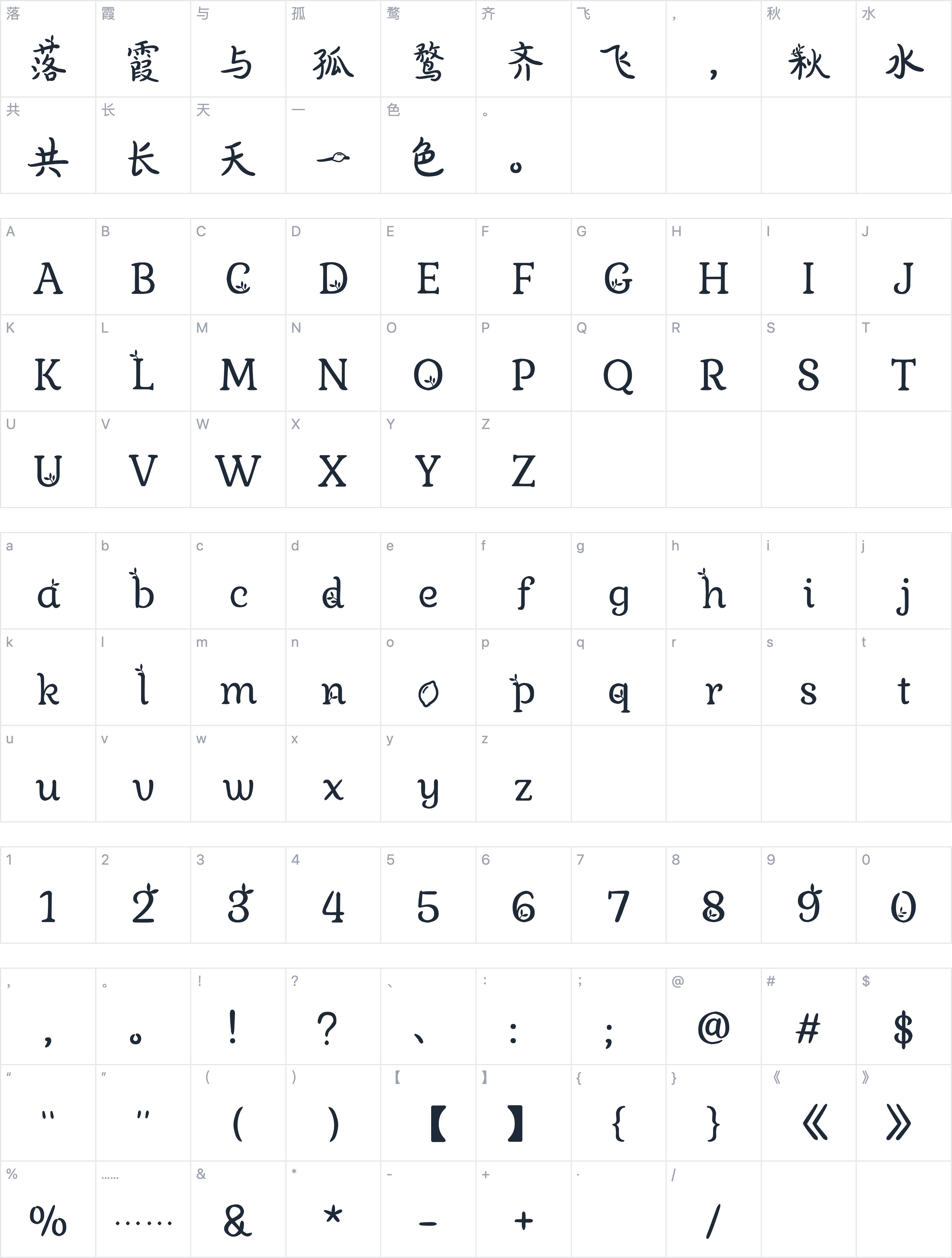 Aa柠檬小姐字符映射图