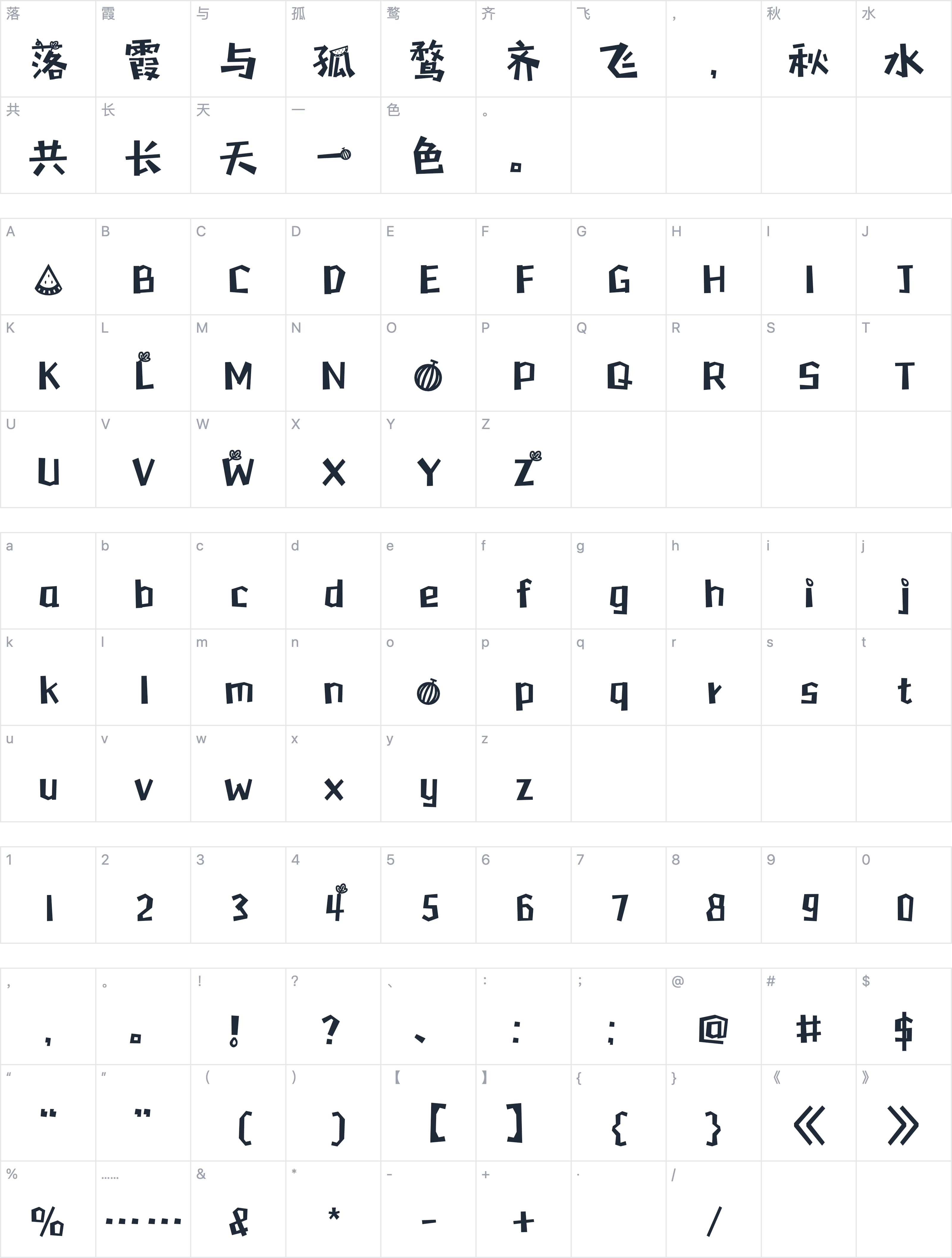 Aa西瓜大郎字符映射图