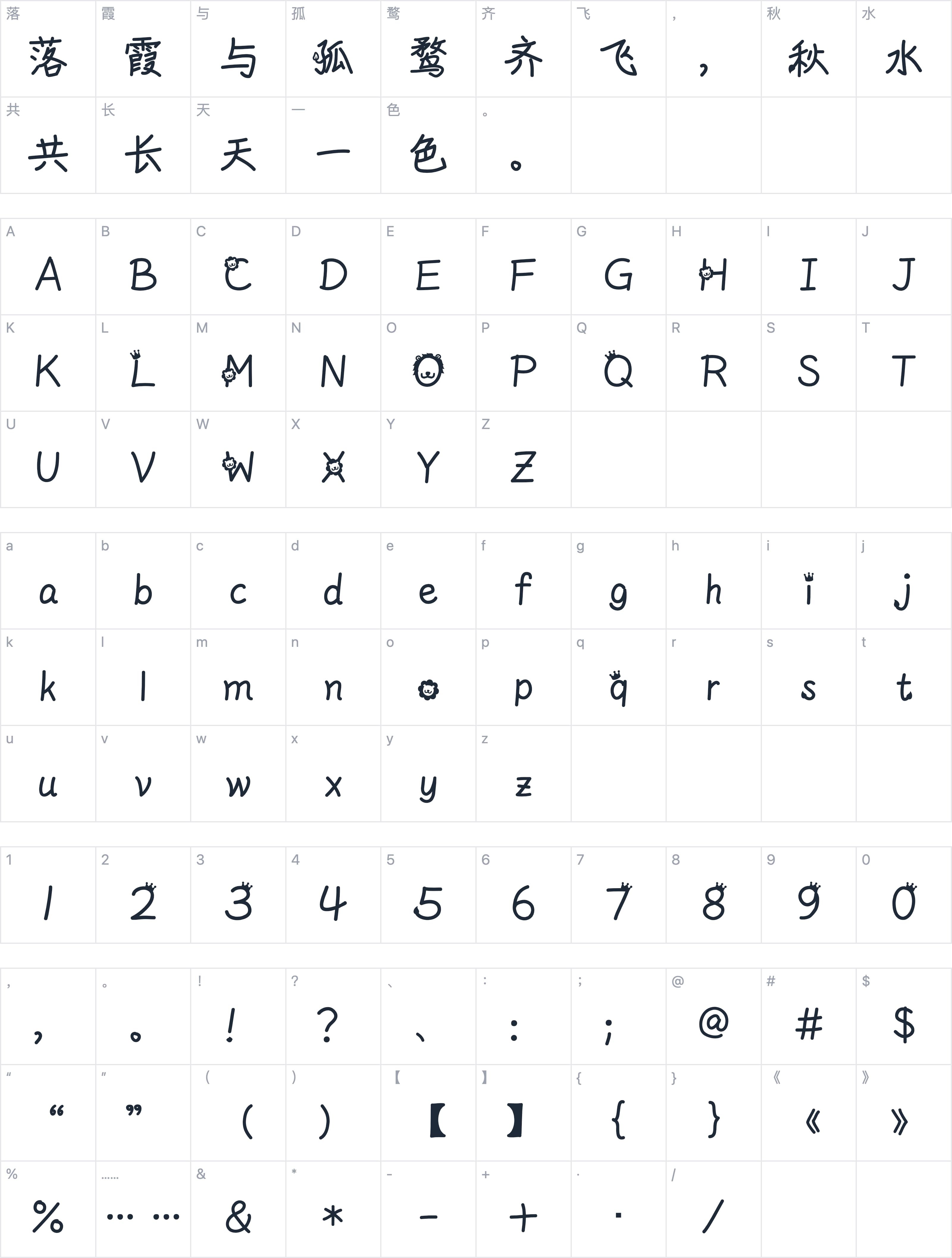 Aa狮子座字符映射图