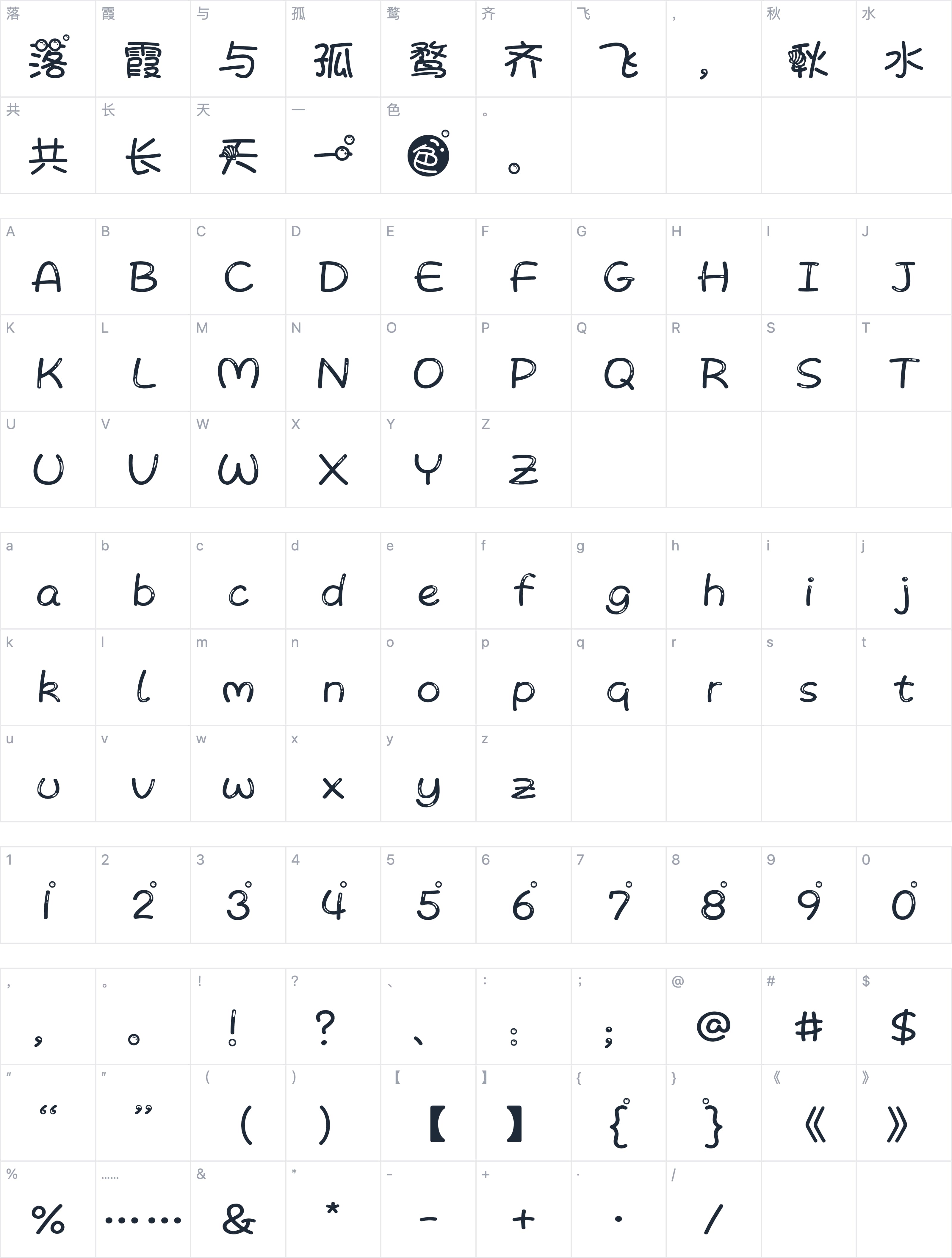 Aa双鱼座字符映射图