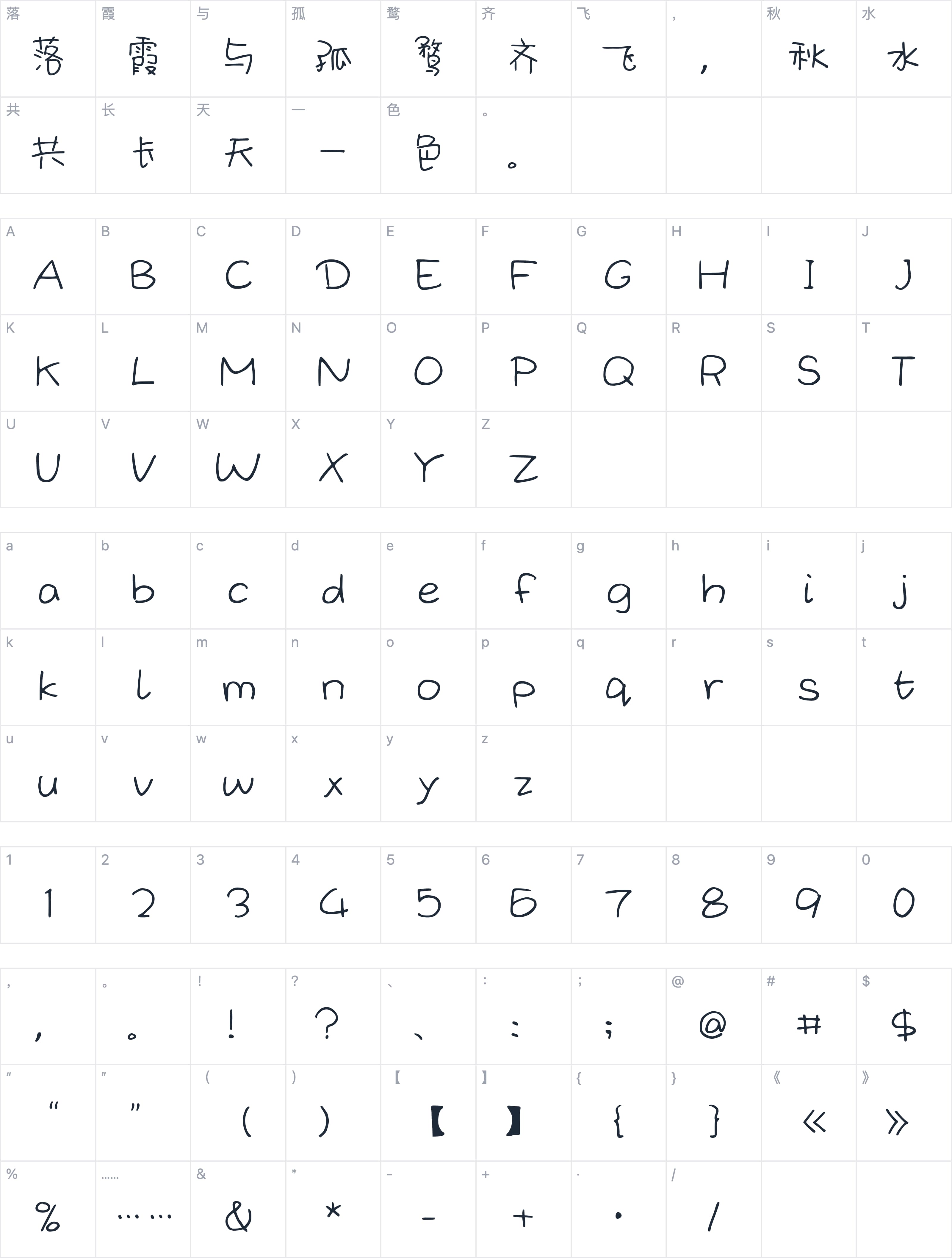Aa奇妙之旅（简繁）字符映射图