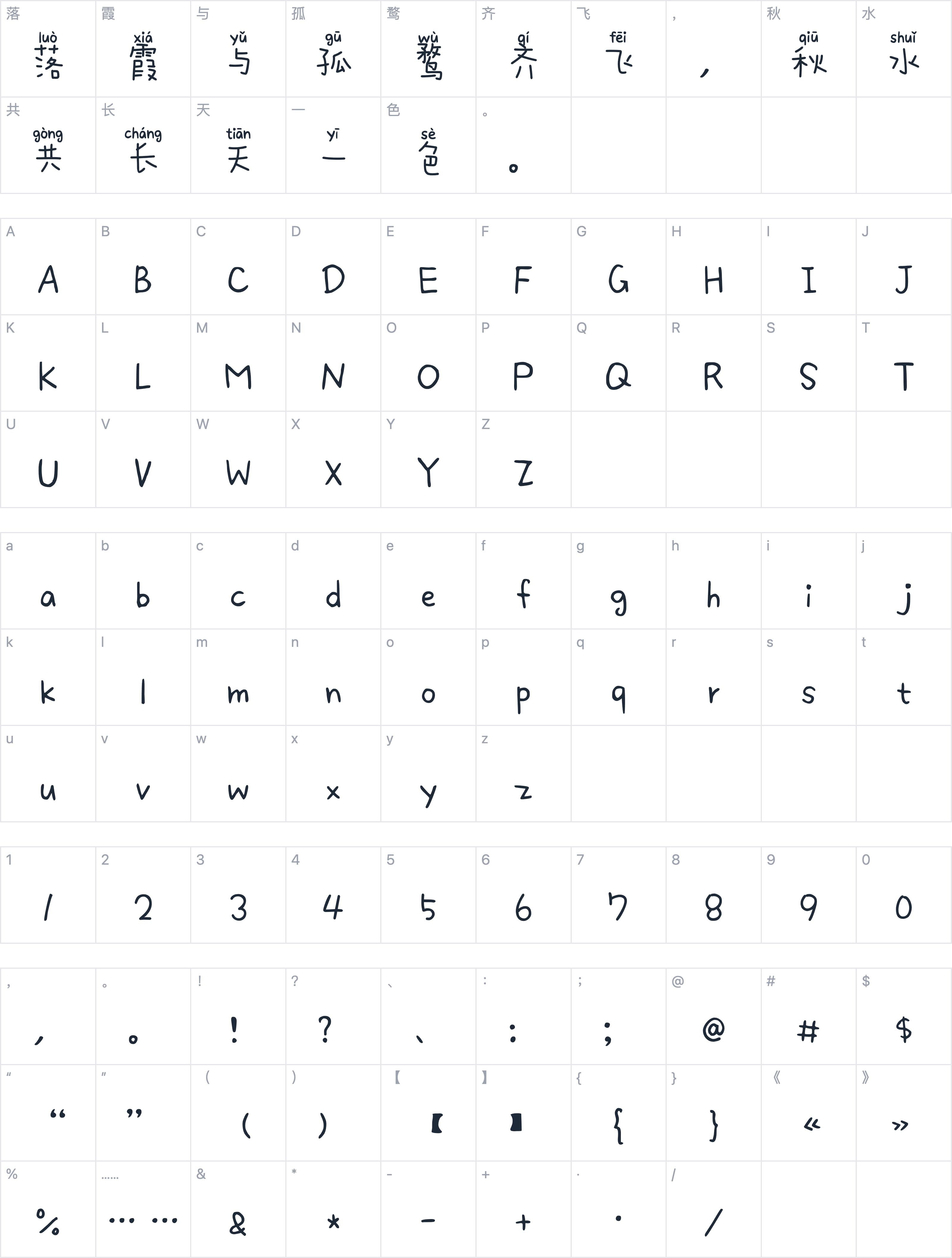 Aa湾湾拼音体字符映射图