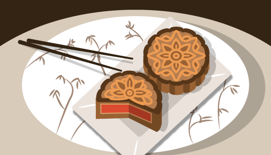 月饼设计中秋节背景矢量素材(EPS/AI)