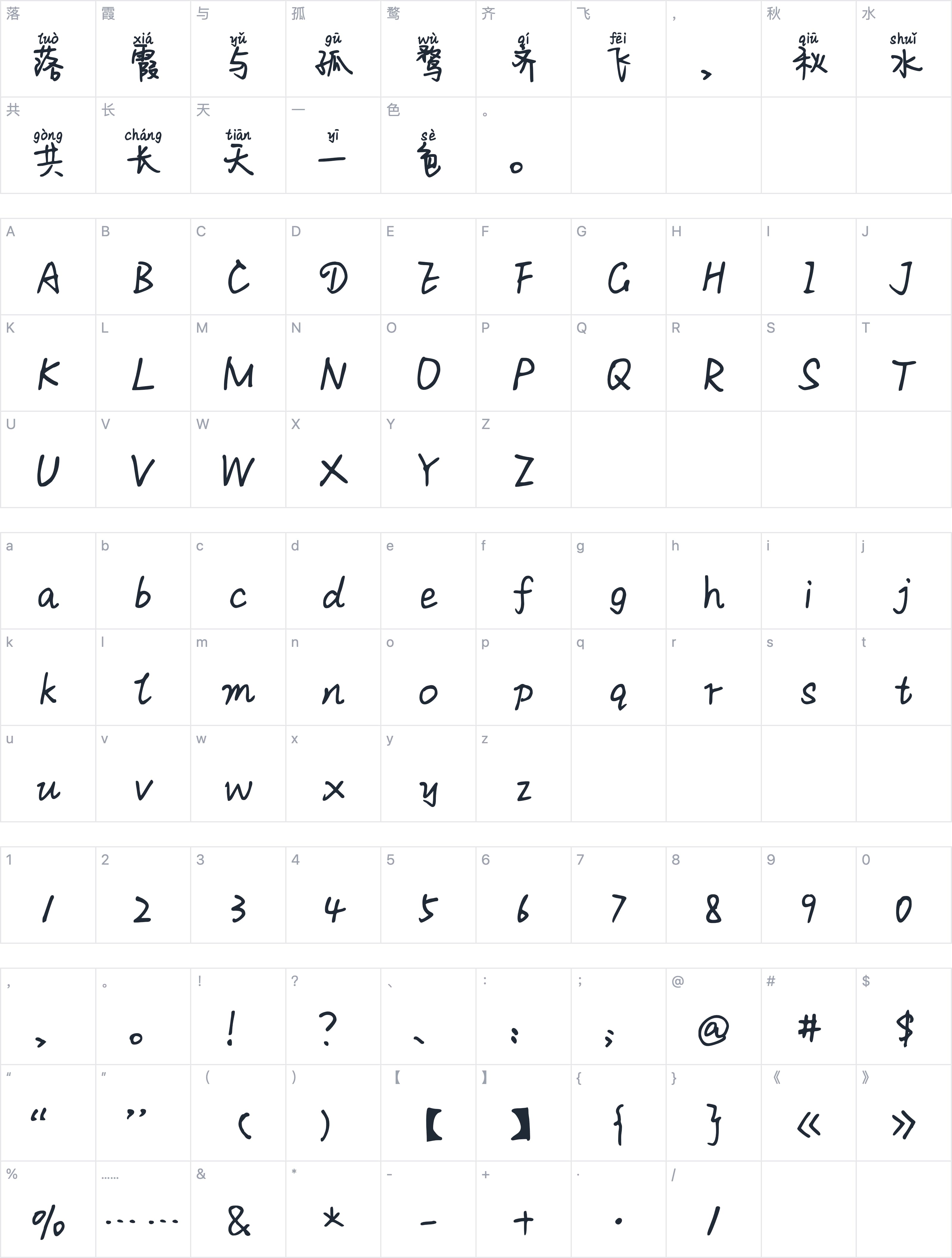 Aa夕禾拼音体字符映射图