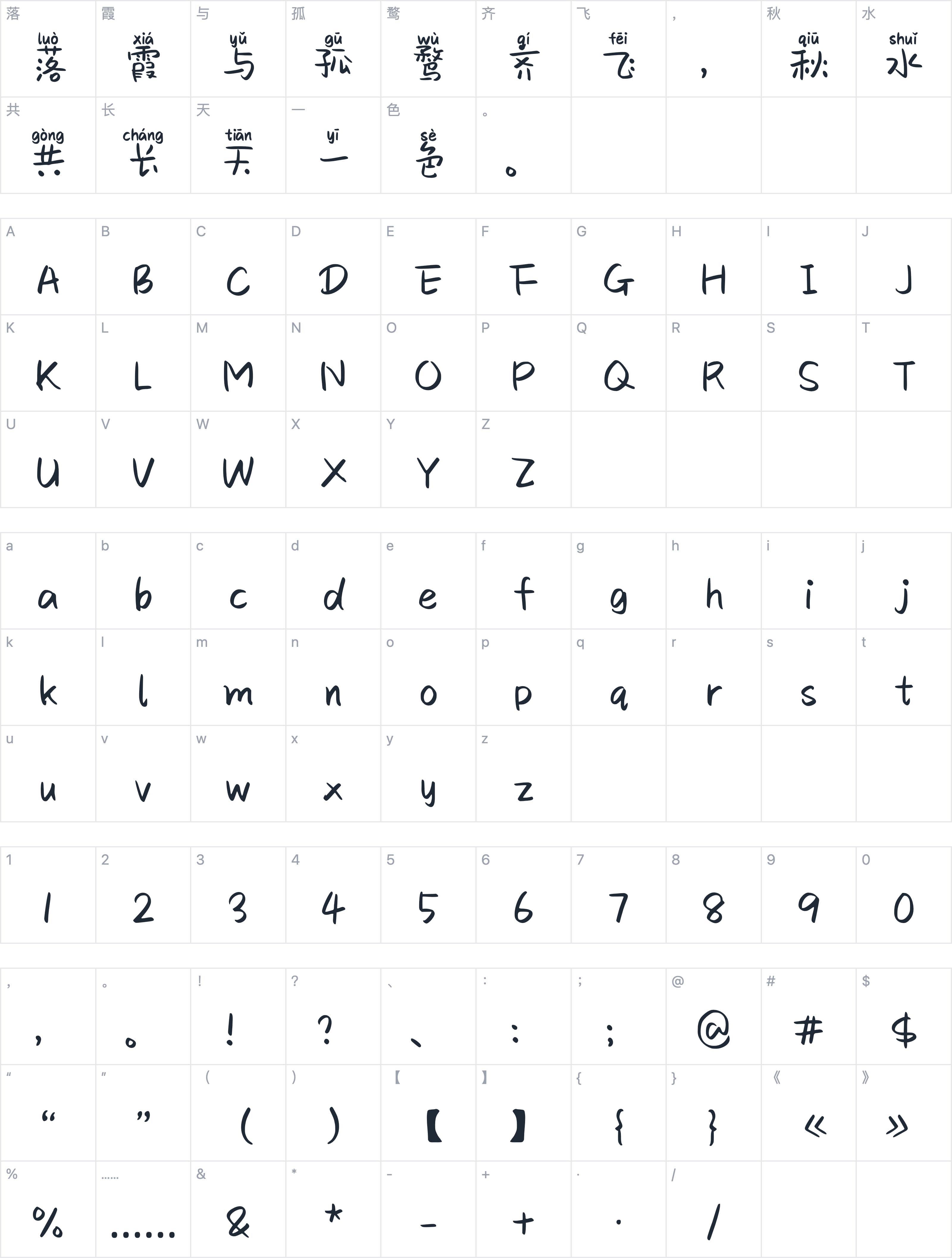 Aa小梨涡拼音体字符映射图