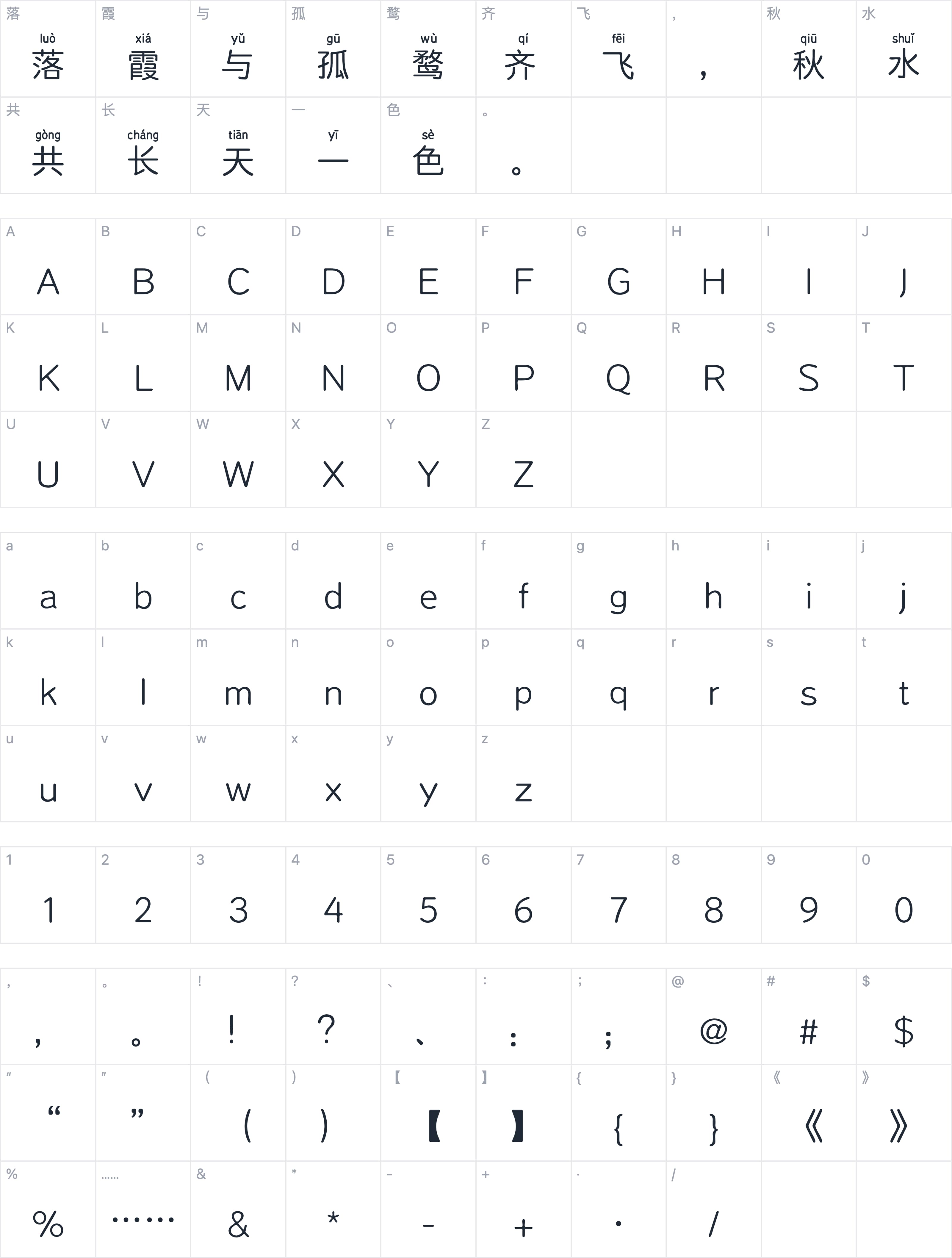 Aa小小圆拼音字符映射图