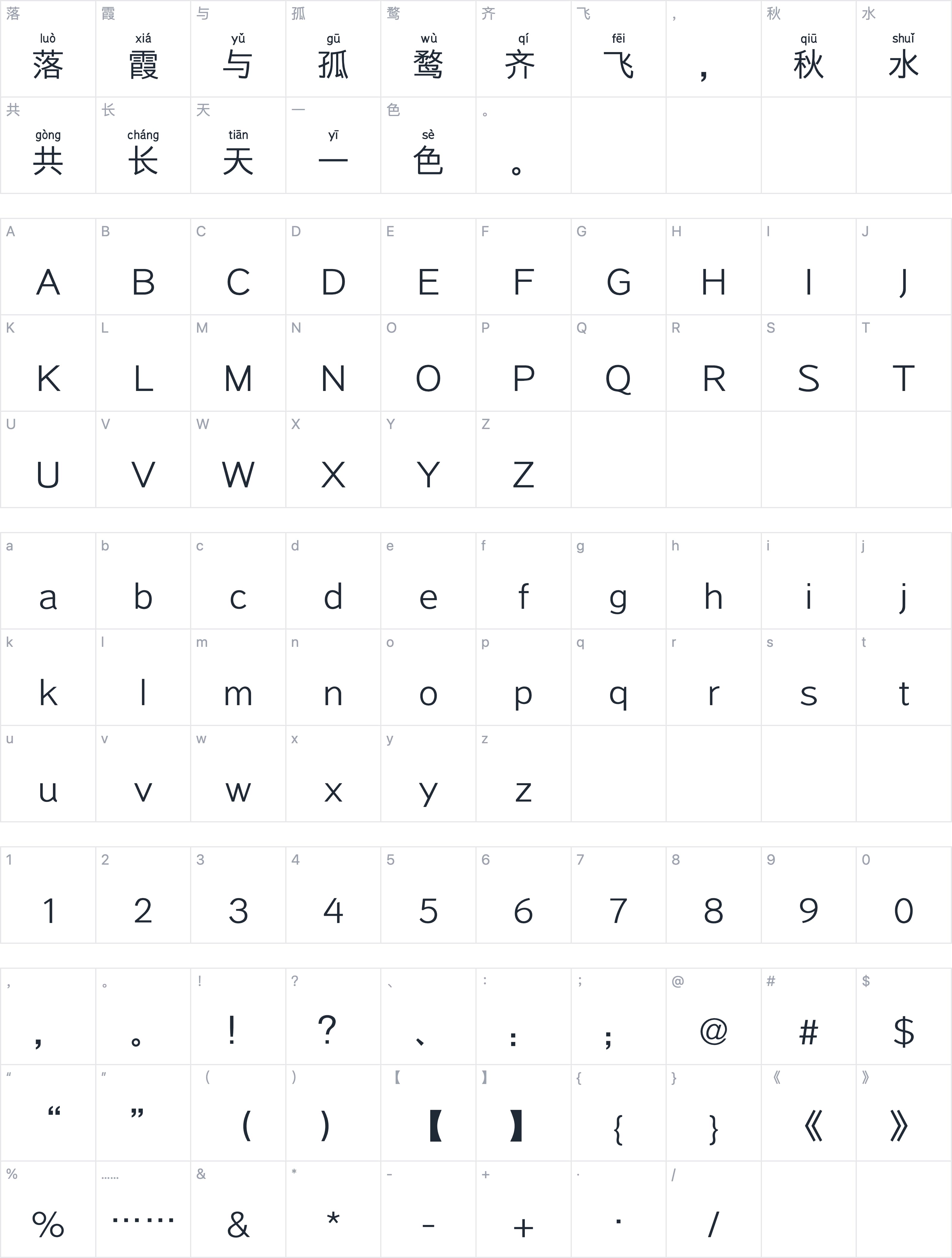 Aa小小黑拼音字符映射图