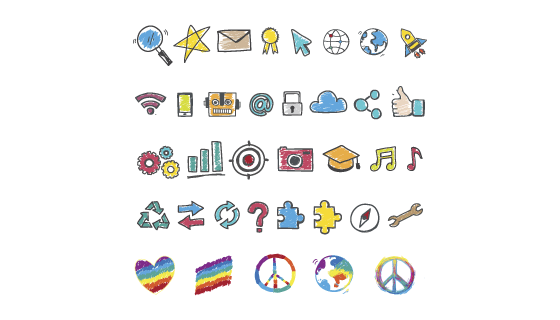 手绘各式图标矢量素材(EPS/PNG)