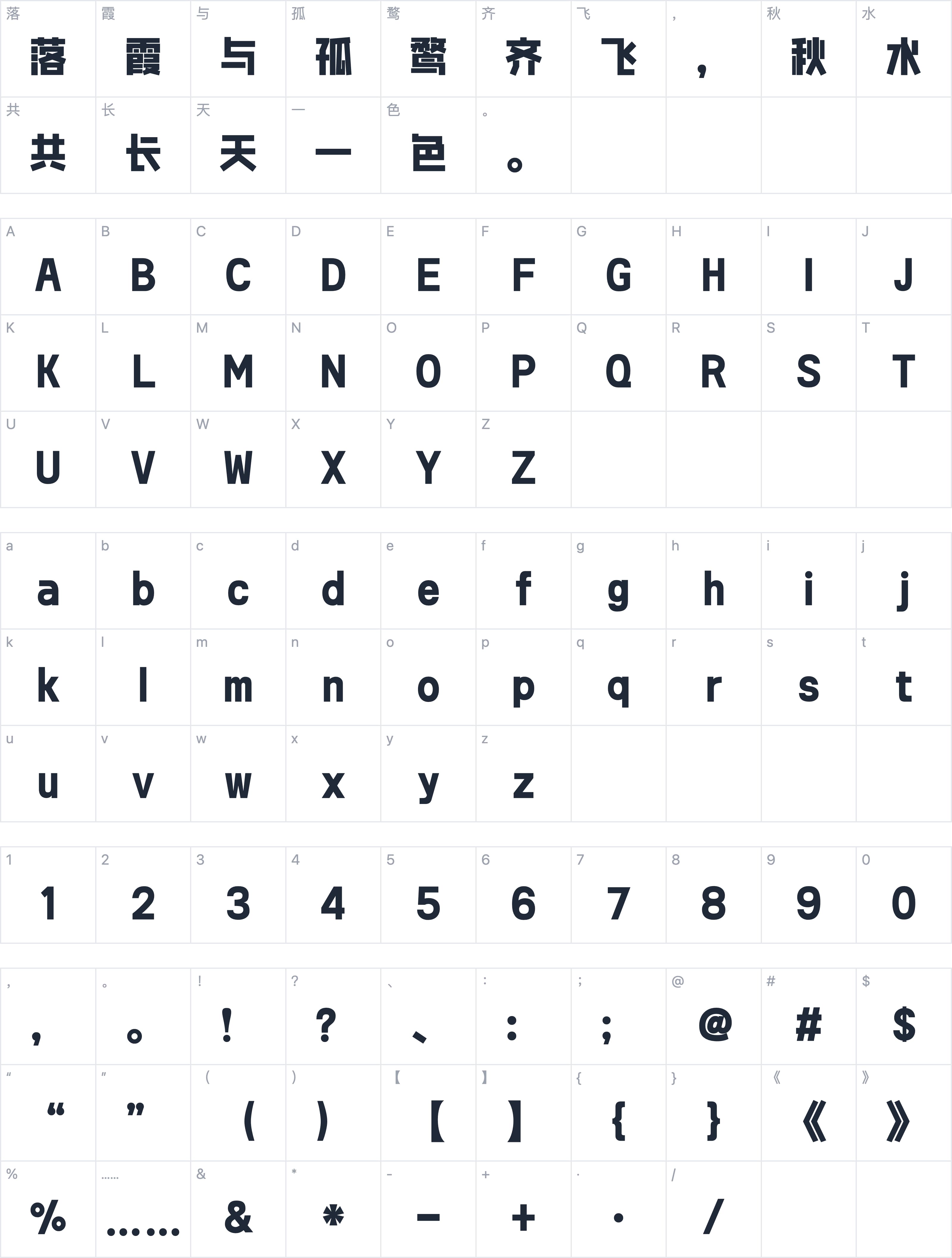 联想小新潮酷体字符映射图