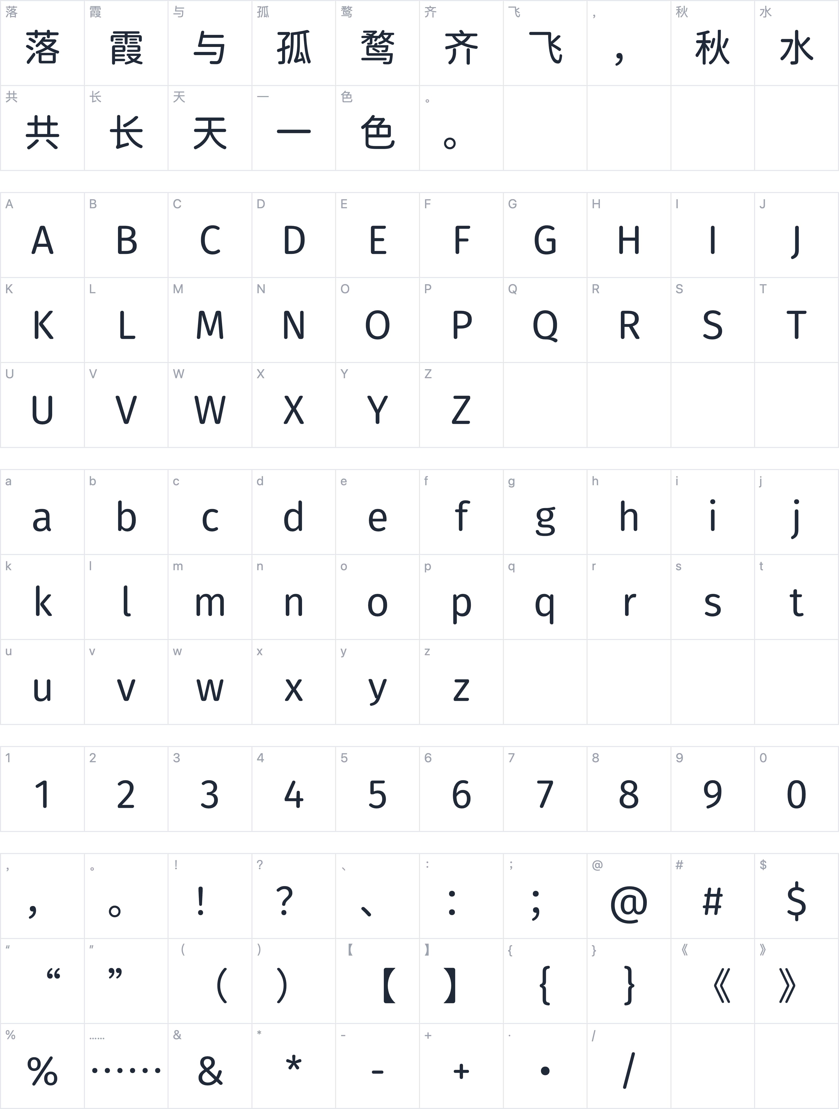 未来圆字符映射图