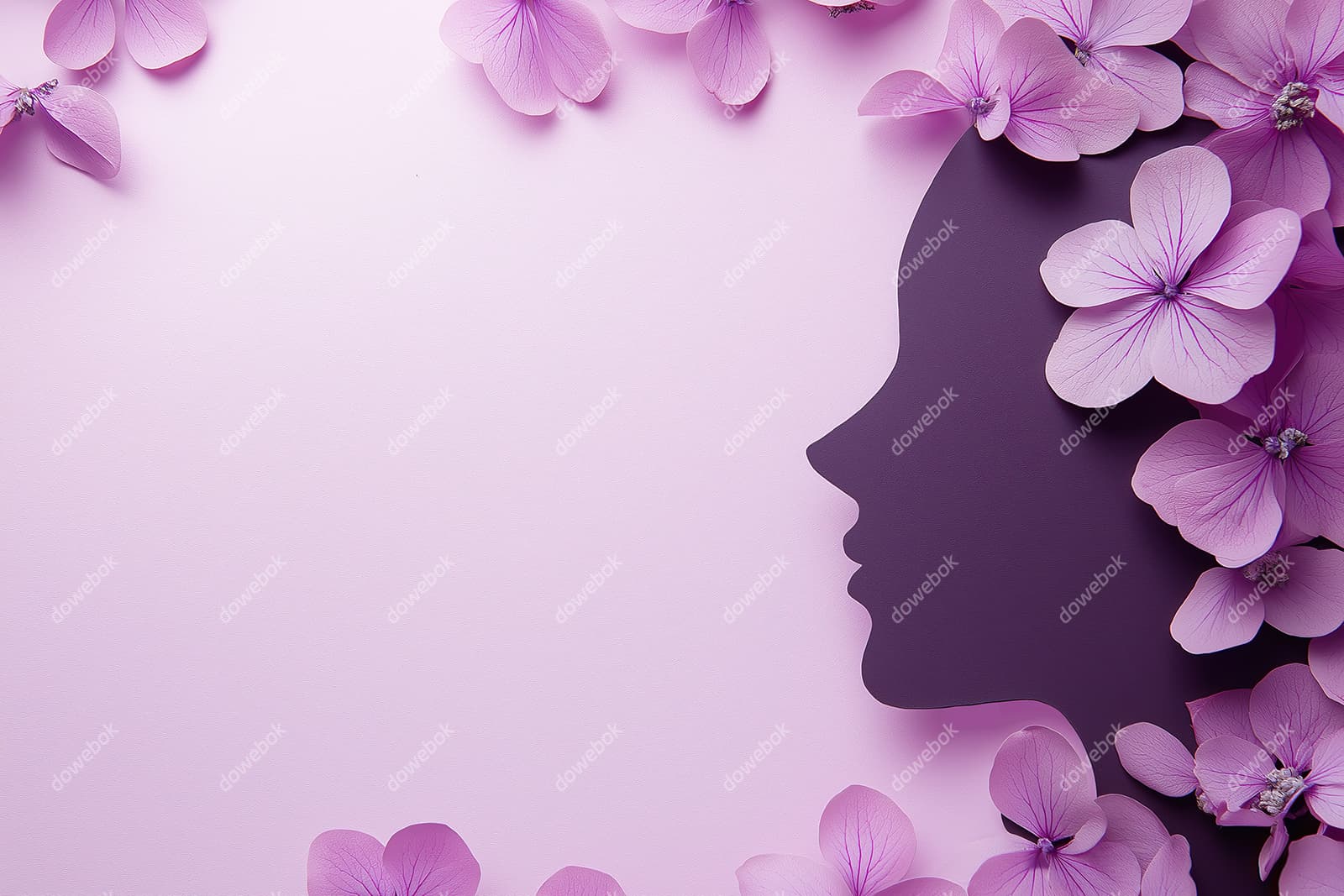 女性侧脸剪影设计妇女节高清图片素材(JPG)