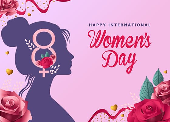 女性侧脸剪影和玫瑰花设计国际妇女节图片矢量素材(EPS)