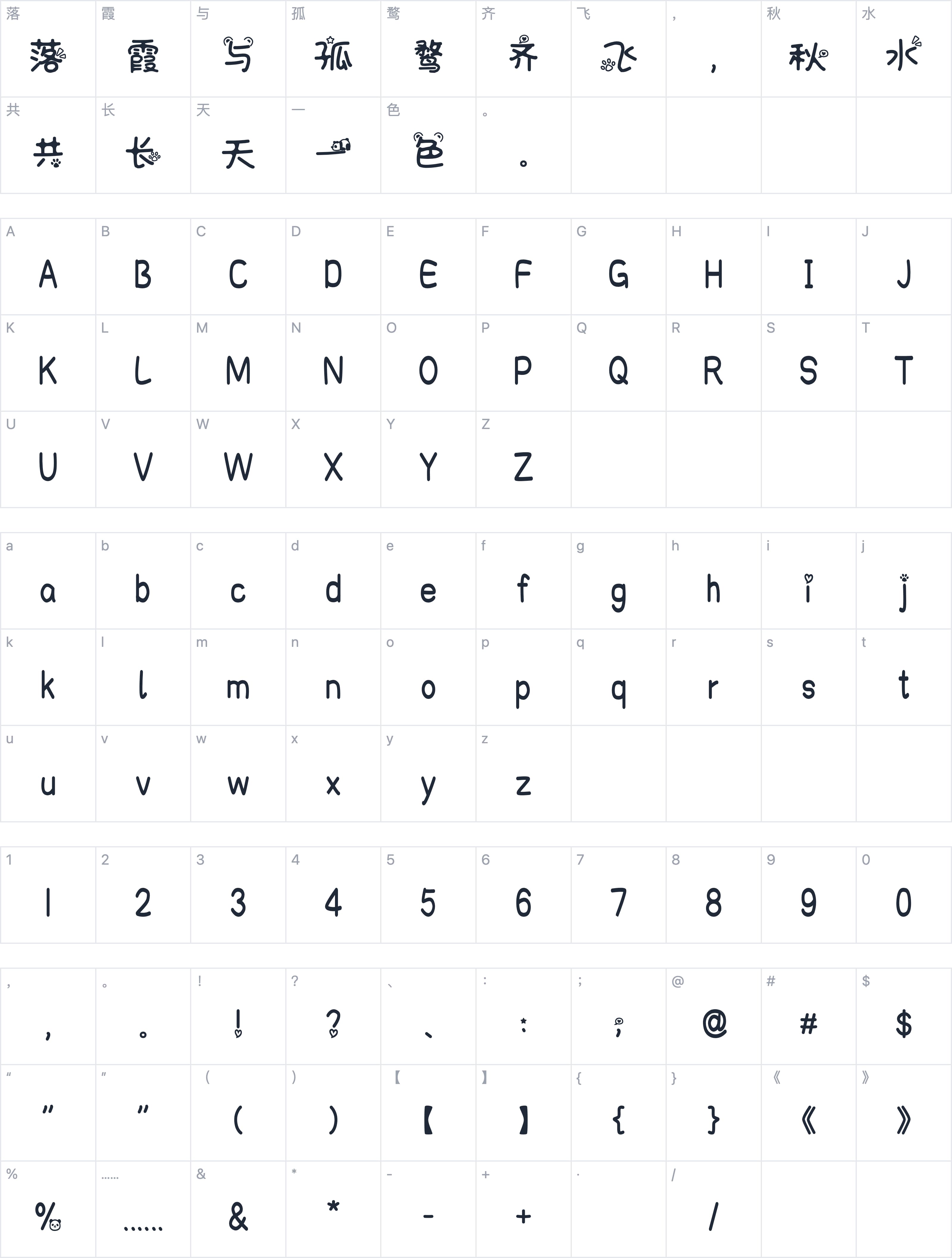 也字工厂小熊猫字符映射图
