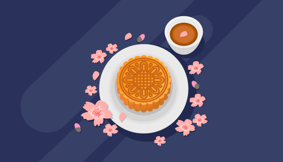 中秋节月饼矢量素材(EPS/AI)