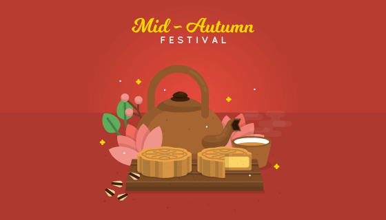 中秋节背景矢量素材(EPS/AI)