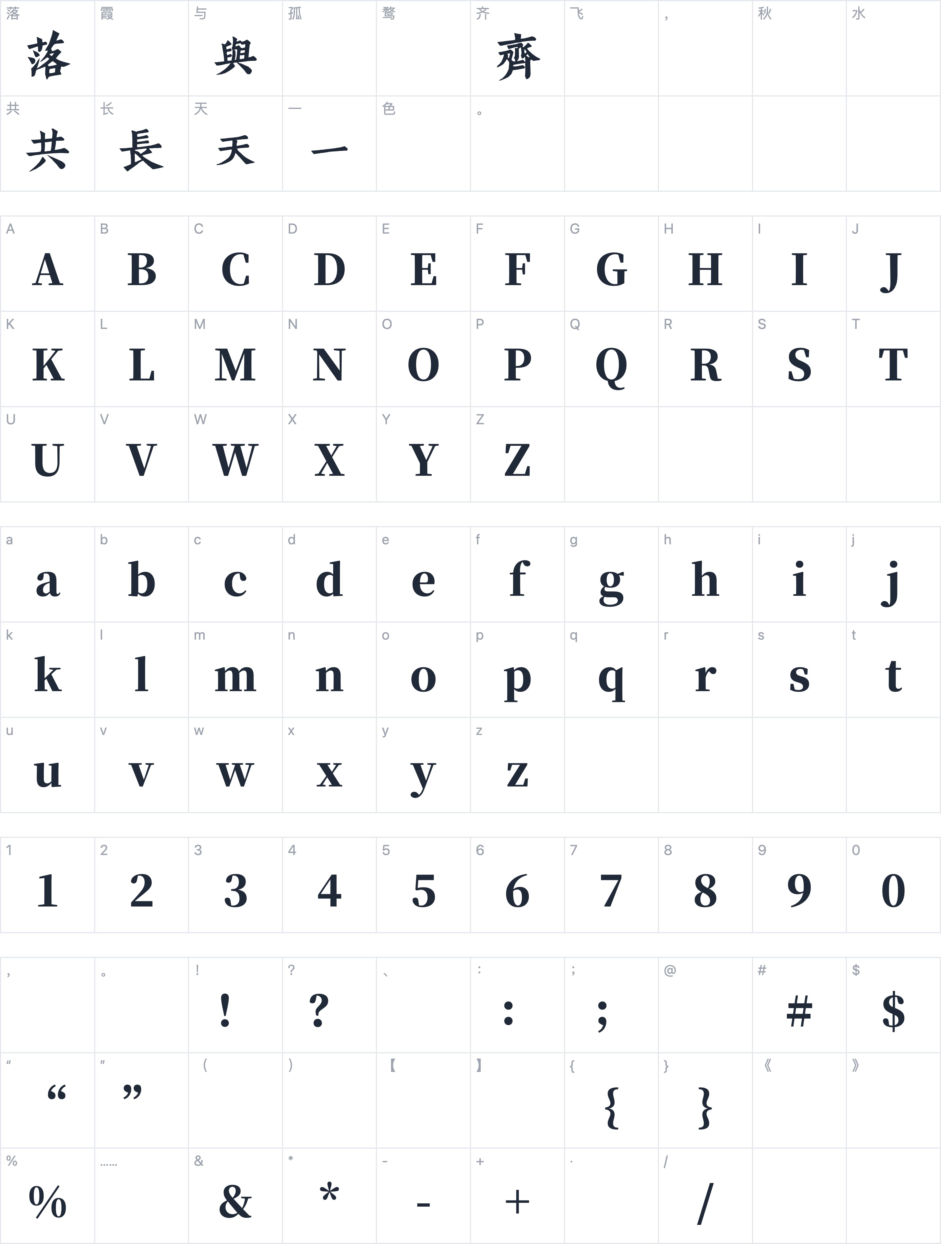 班马字类字符映射图