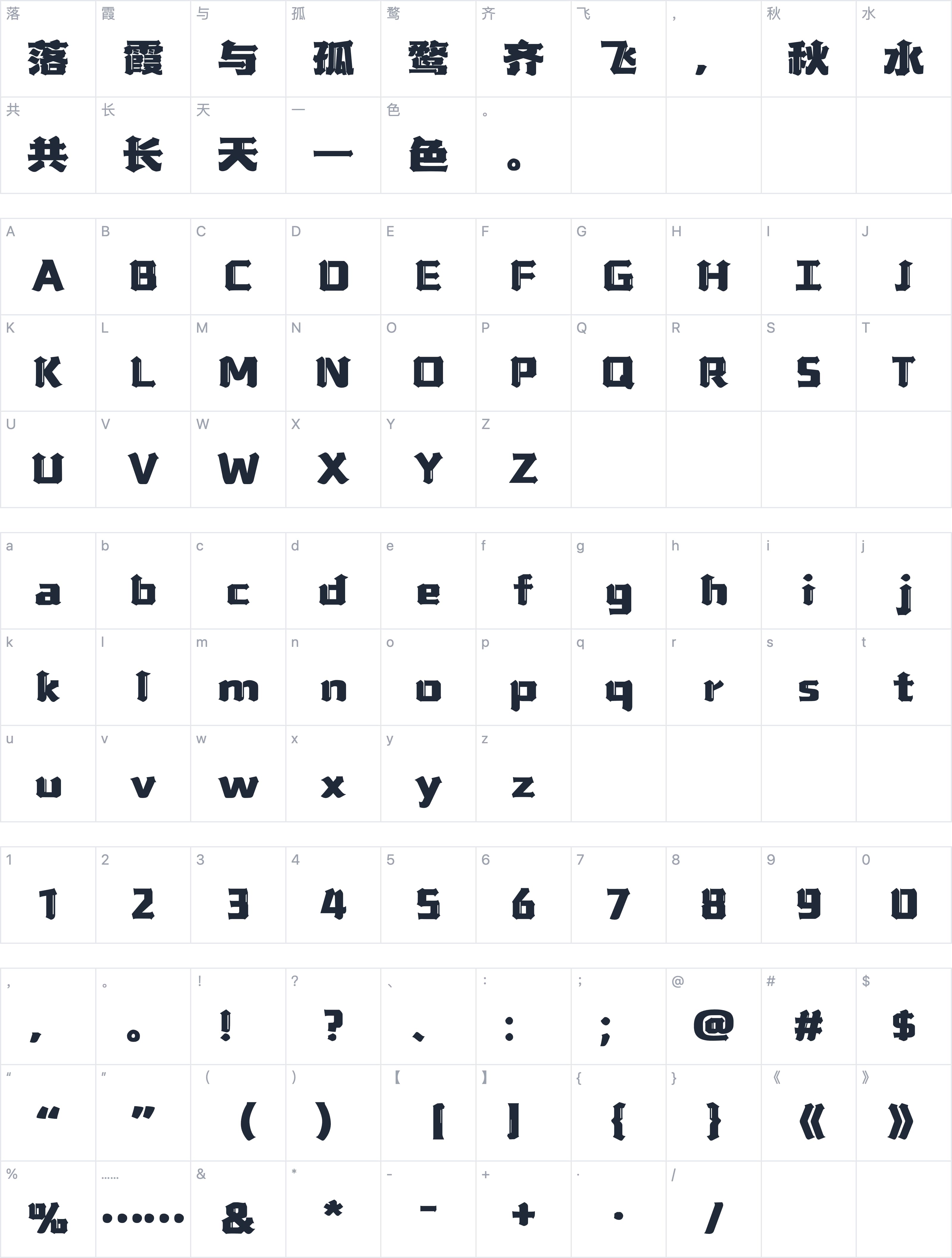 山海黑骑士哥特字符映射图