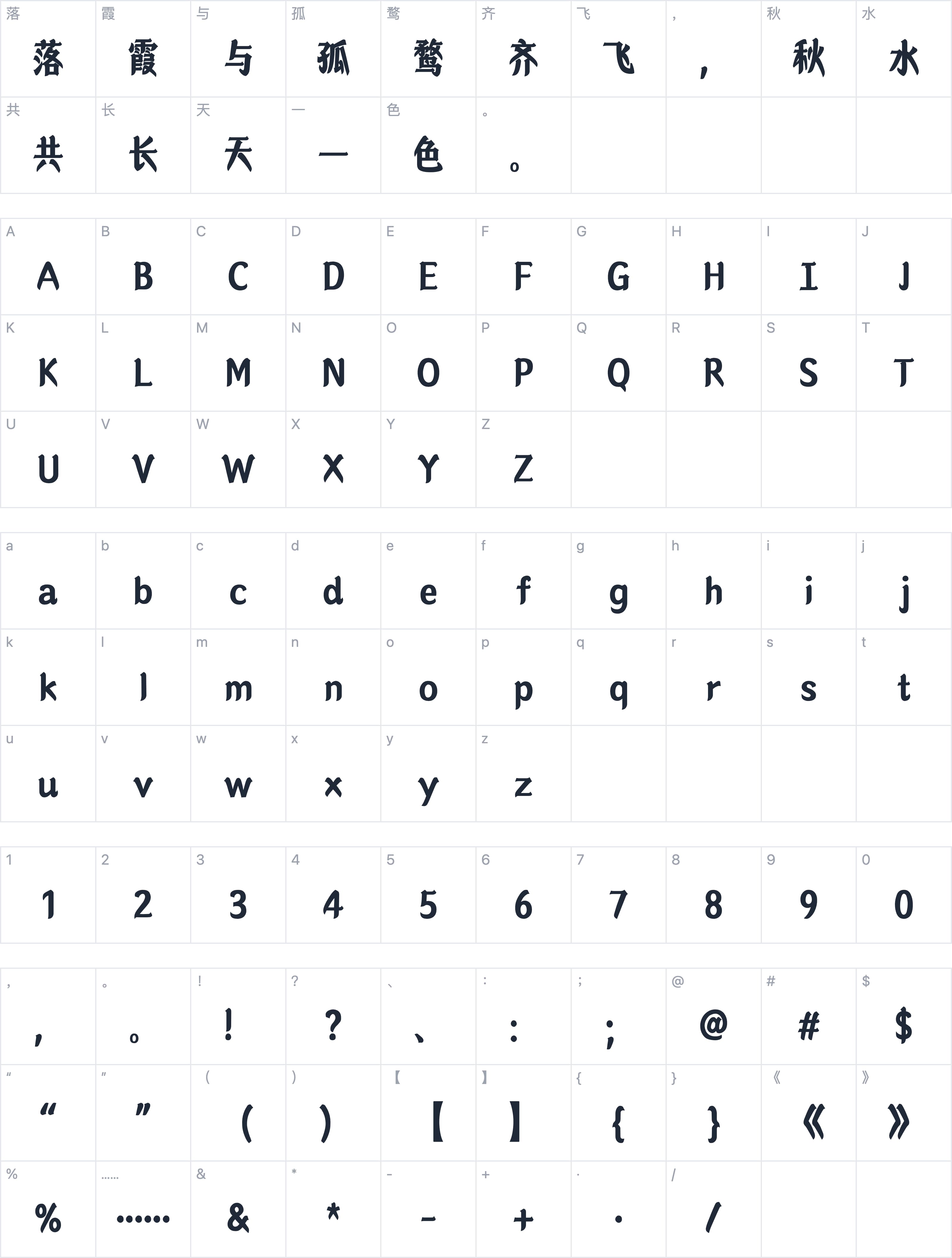 山海般若体字符映射图