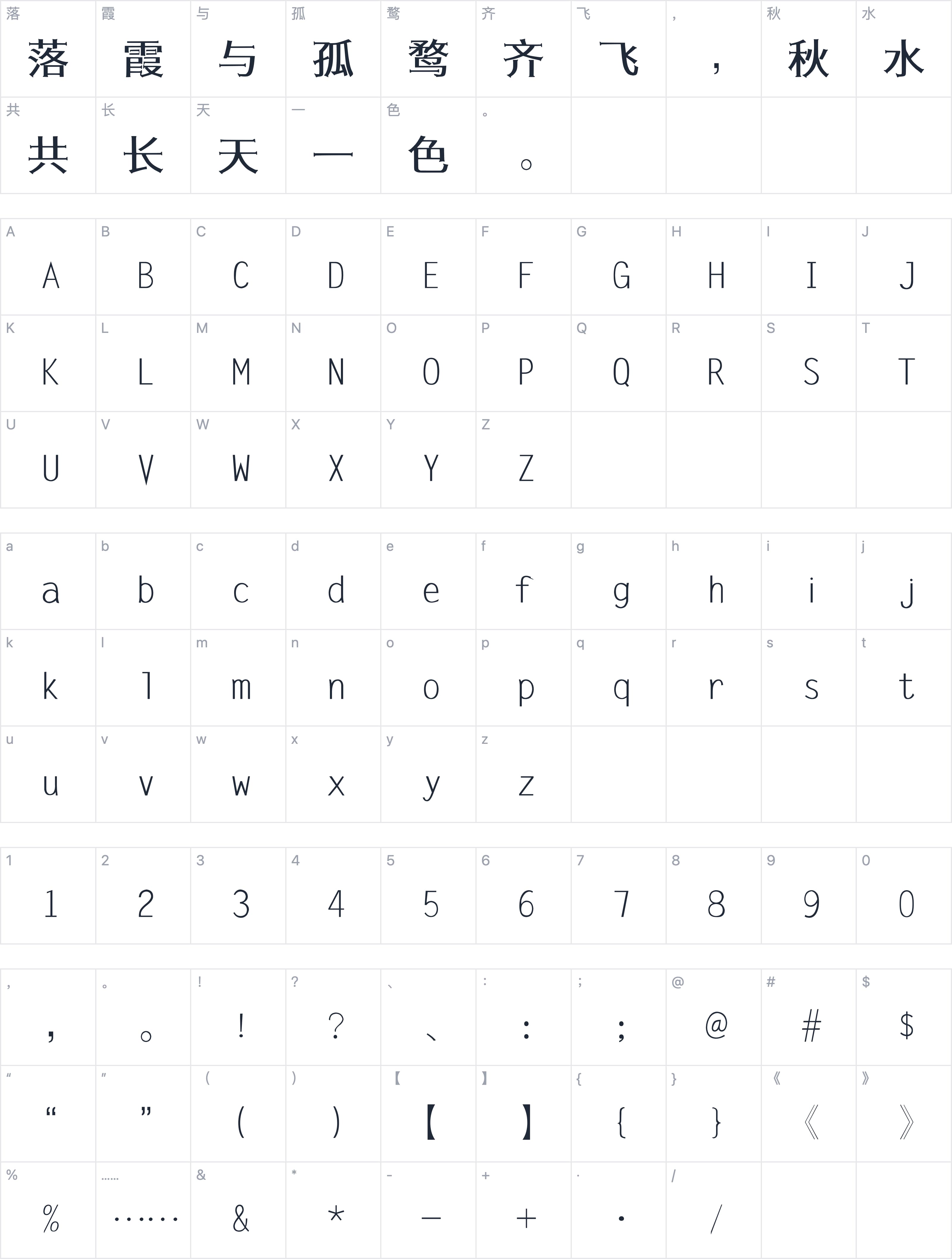 鼎猎诺言体字符映射图