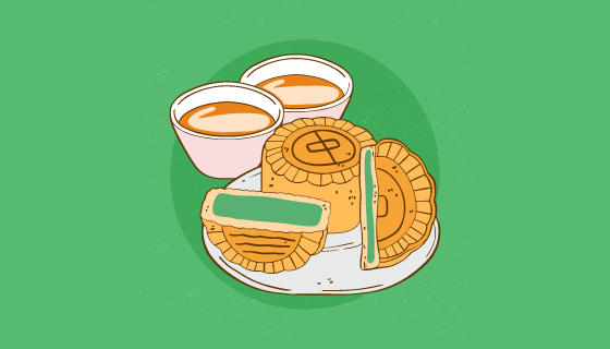 手绘中秋节月饼矢量素材(EPS/AI)