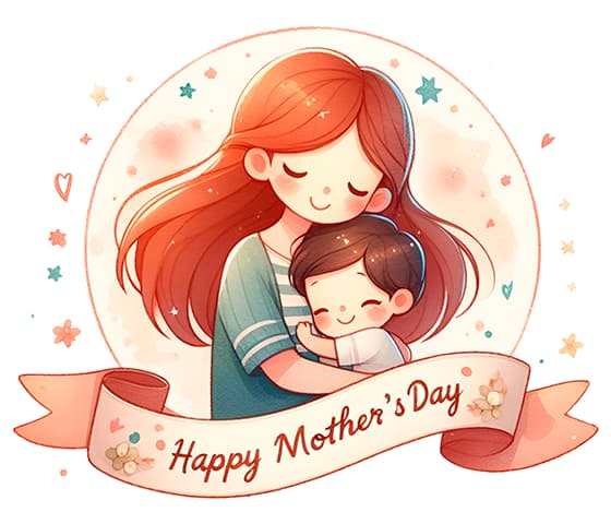 卡通风格母子拥抱母亲节图片素材(JPG)