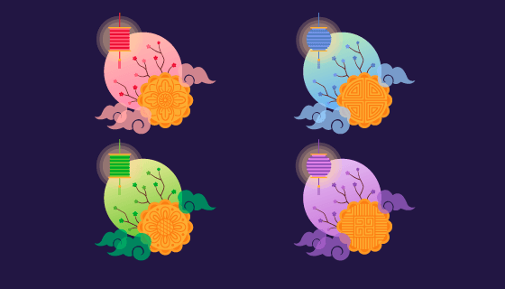 中秋节月饼矢量素材(EPS/AI)