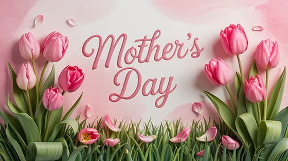 粉色郁金香设计母亲节背景图片素材