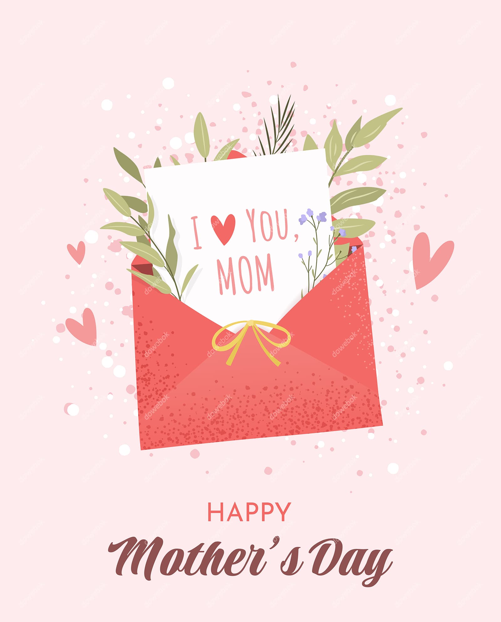 信封和小花设计母亲节快乐矢量素材