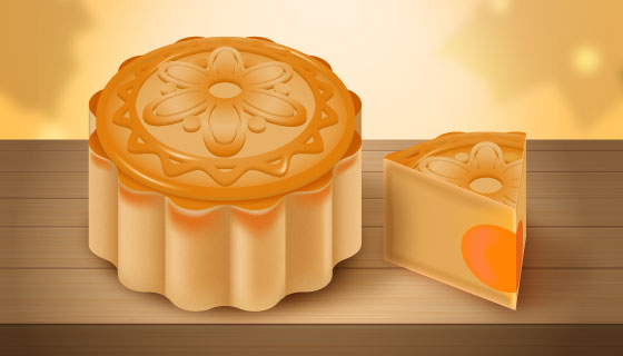 逼真的中秋节月饼矢量素材(EPS/AI)