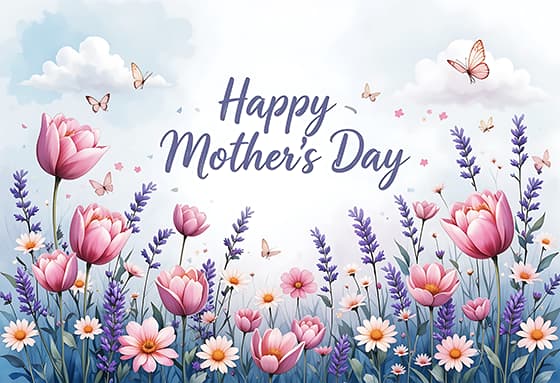 天空下漂亮的花朵设计母亲节图片素材