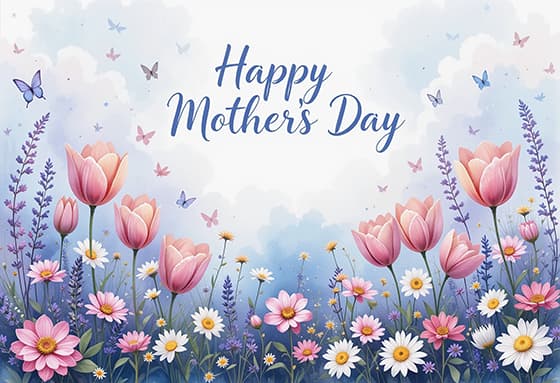 天空下漂亮的花朵设计母亲节图片素材